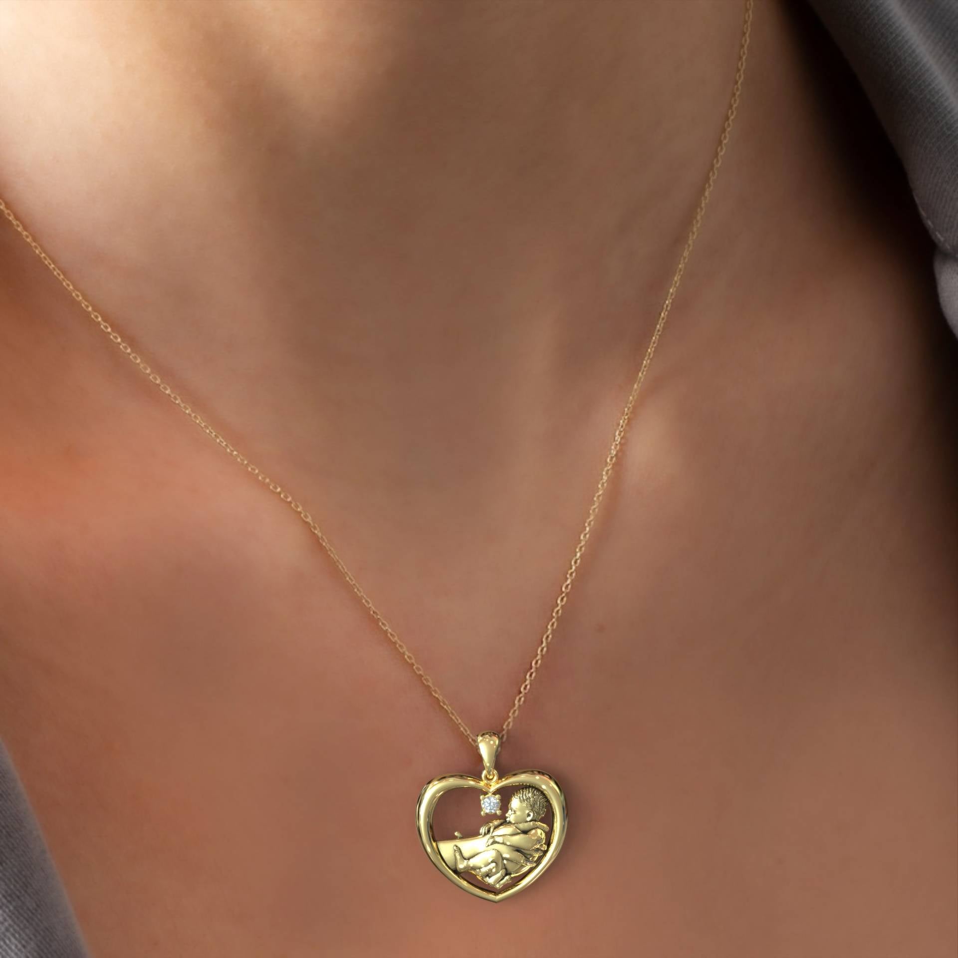 Eternal  Bond Mother & Baby Heart Necklace Pendant