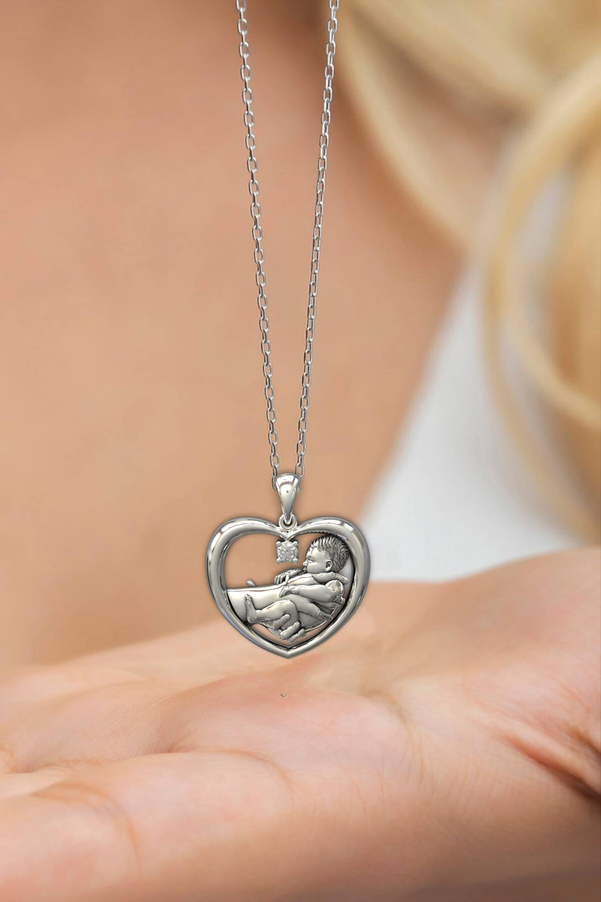 Eternal  Bond Mother & Baby Heart Necklace Pendant