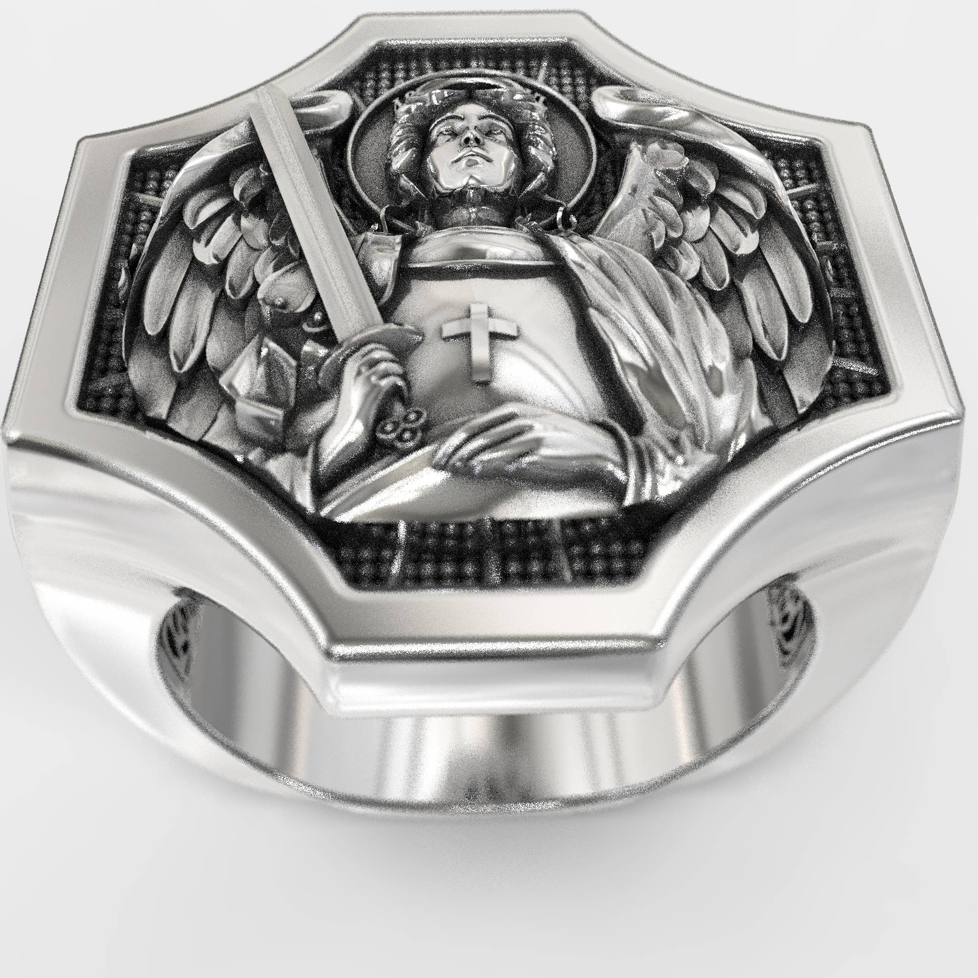 Christian Saint Michael  Men's Religious Signet Ring