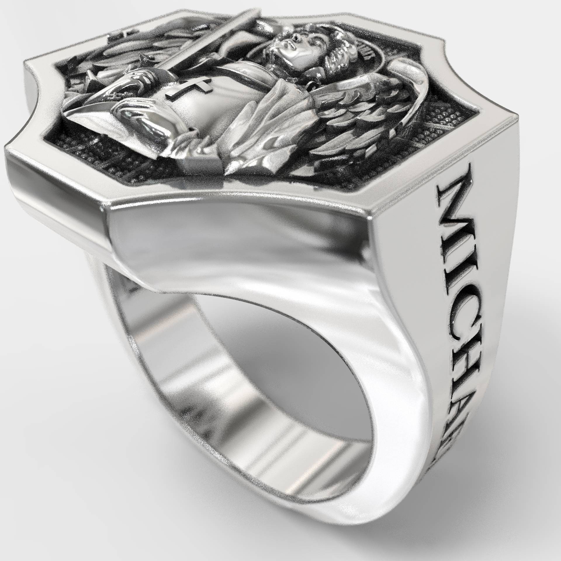 Christian Saint Michael  Men's Religious Signet Ring