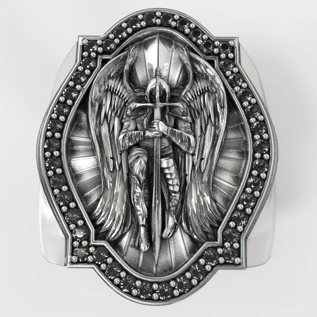 Religious Saint Michael Ring - Stunning Signet Style for Believers