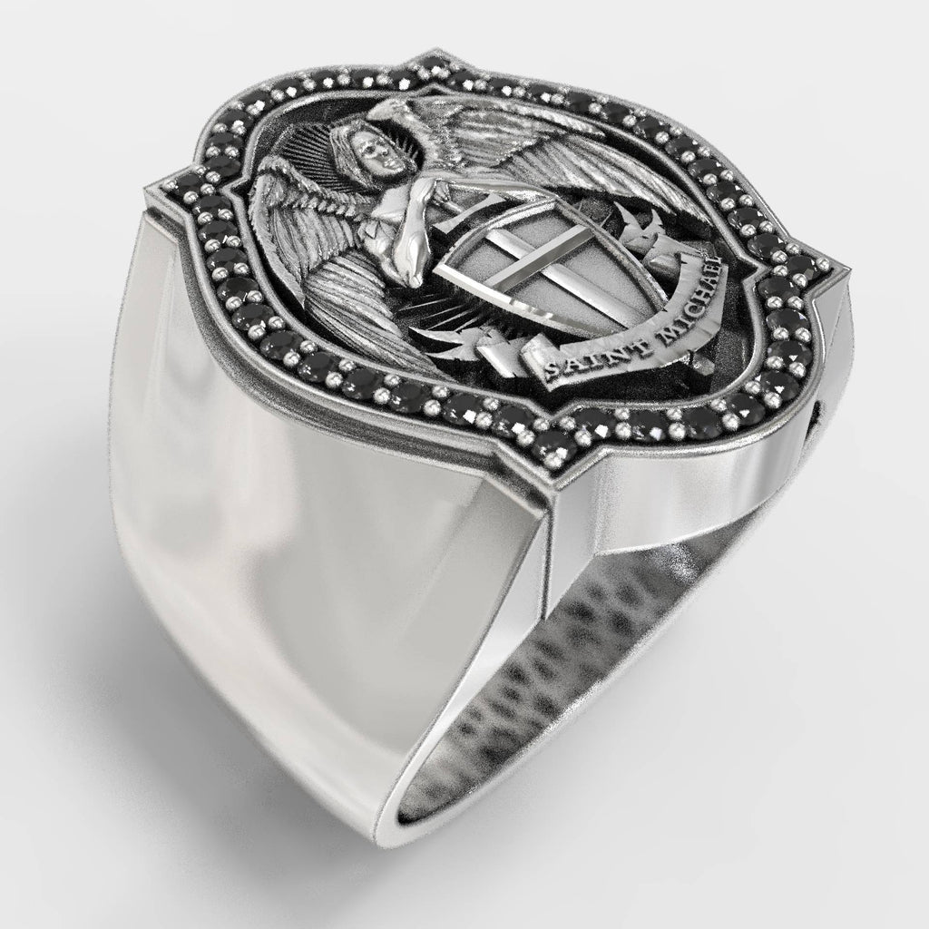 Saint Michael Christian Signet Ring Archangel