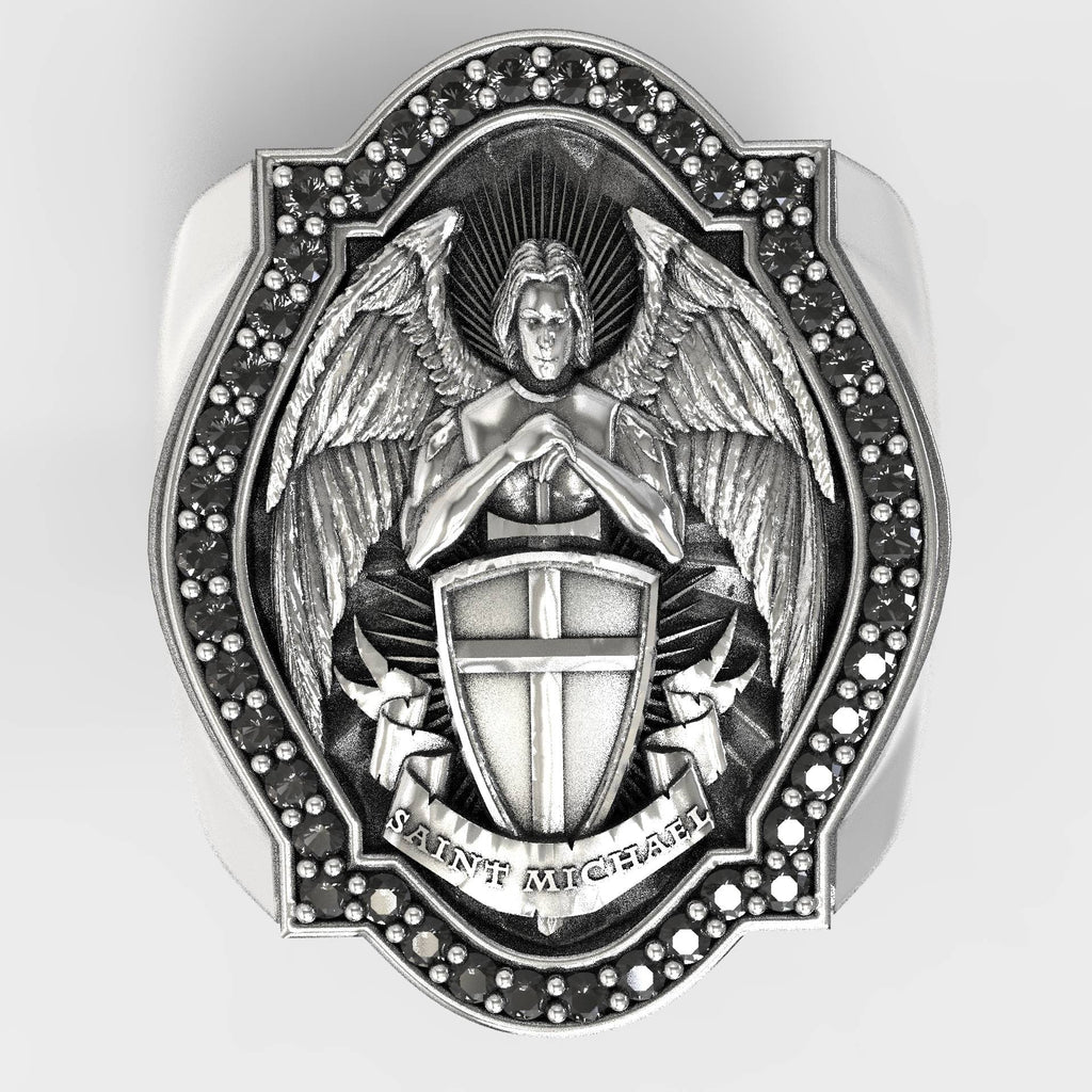 Saint Michael Christian Signet Ring Archangel