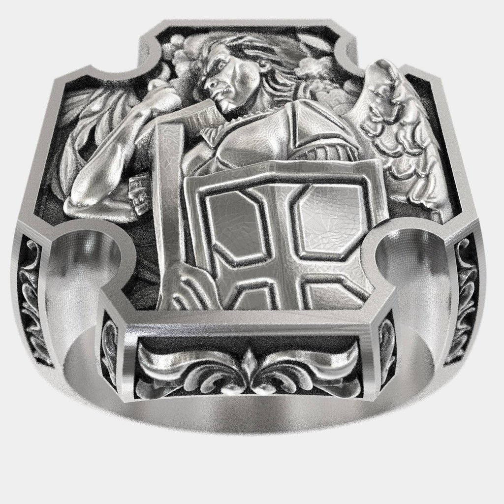 Religious Archangel Saint Michael Cross Signet Ring