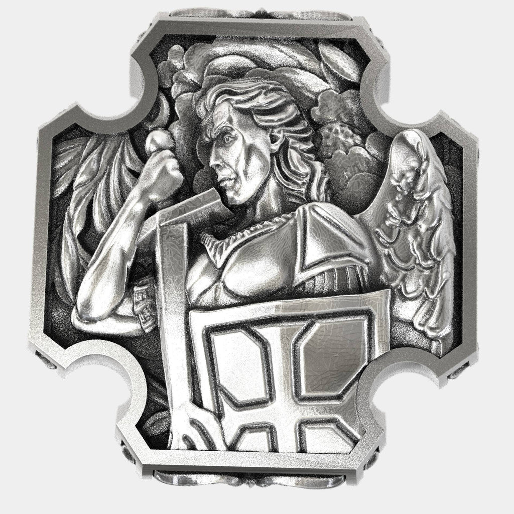 Religious Archangel Saint Michael Cross Signet Ring