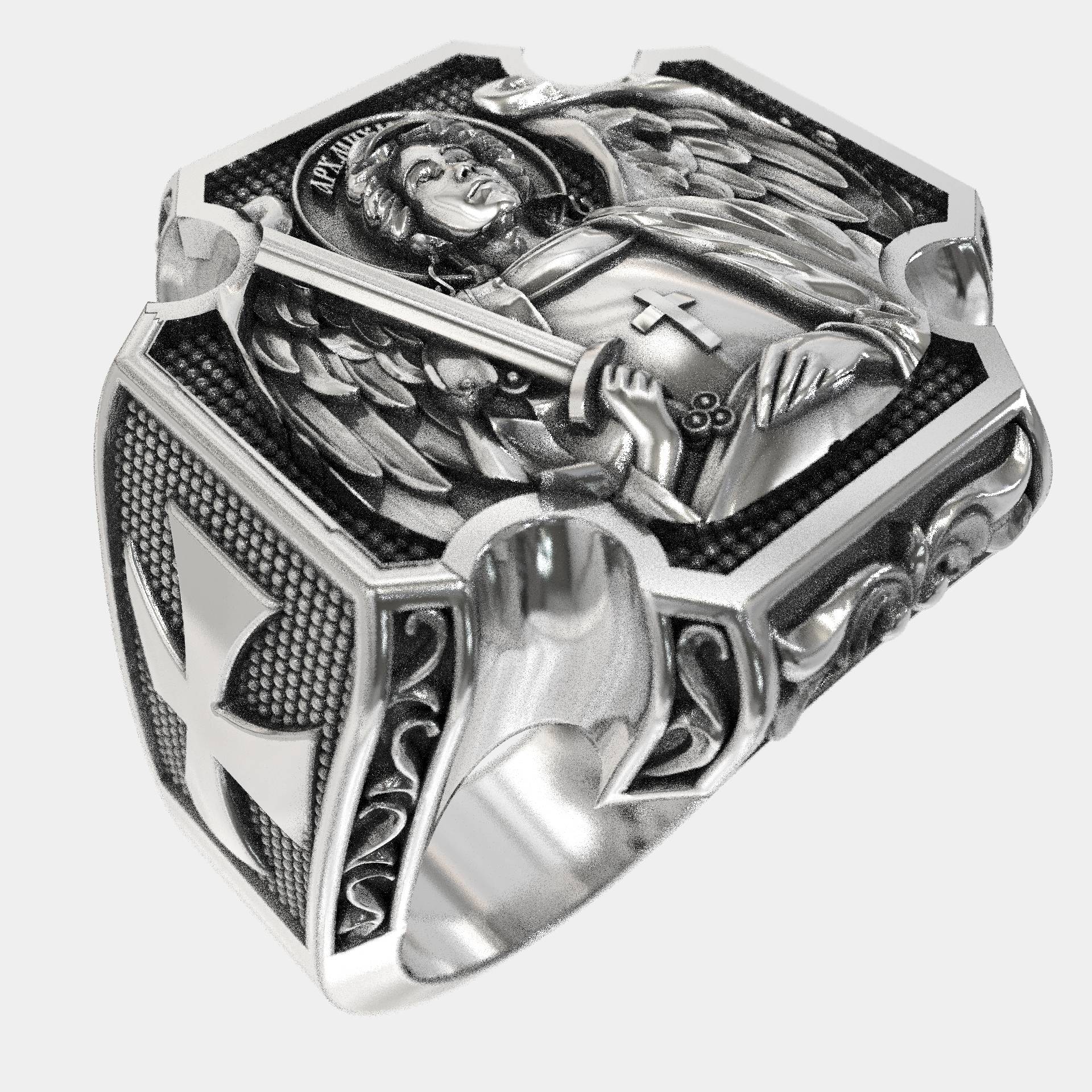 Saint Archangel Michael Signet Ring In Sterling Silver