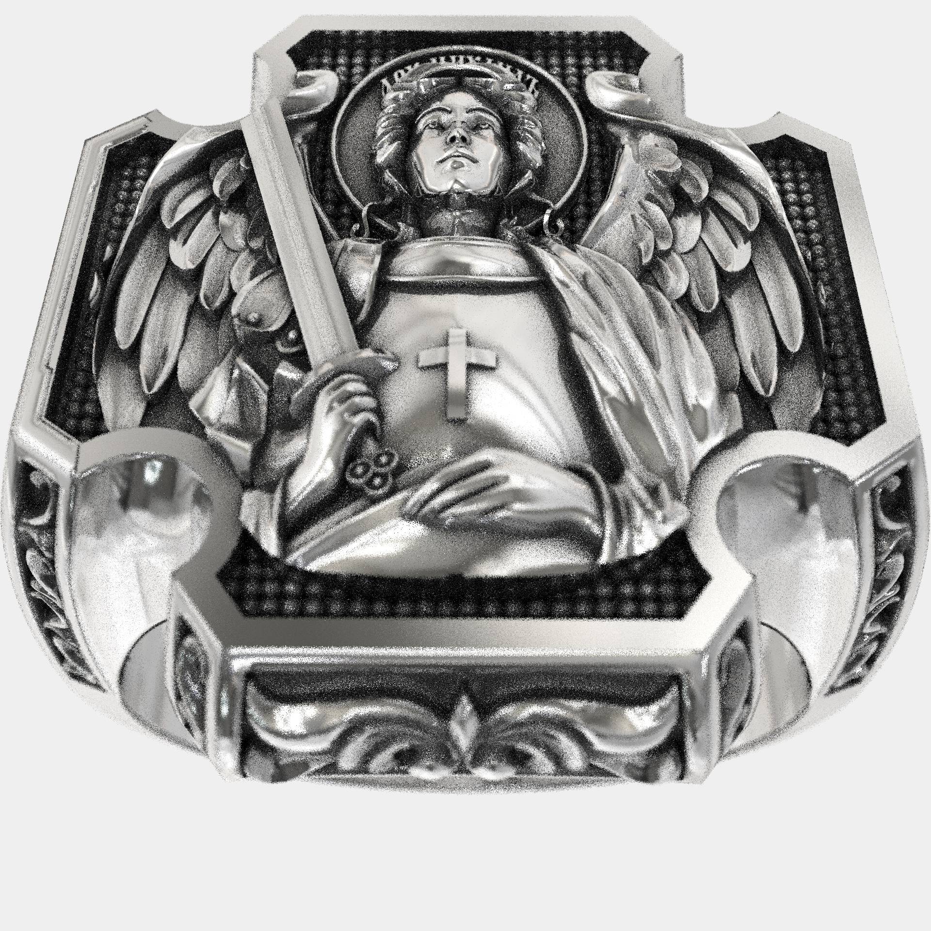Saint Archangel Michael Signet Ring In Sterling Silver
