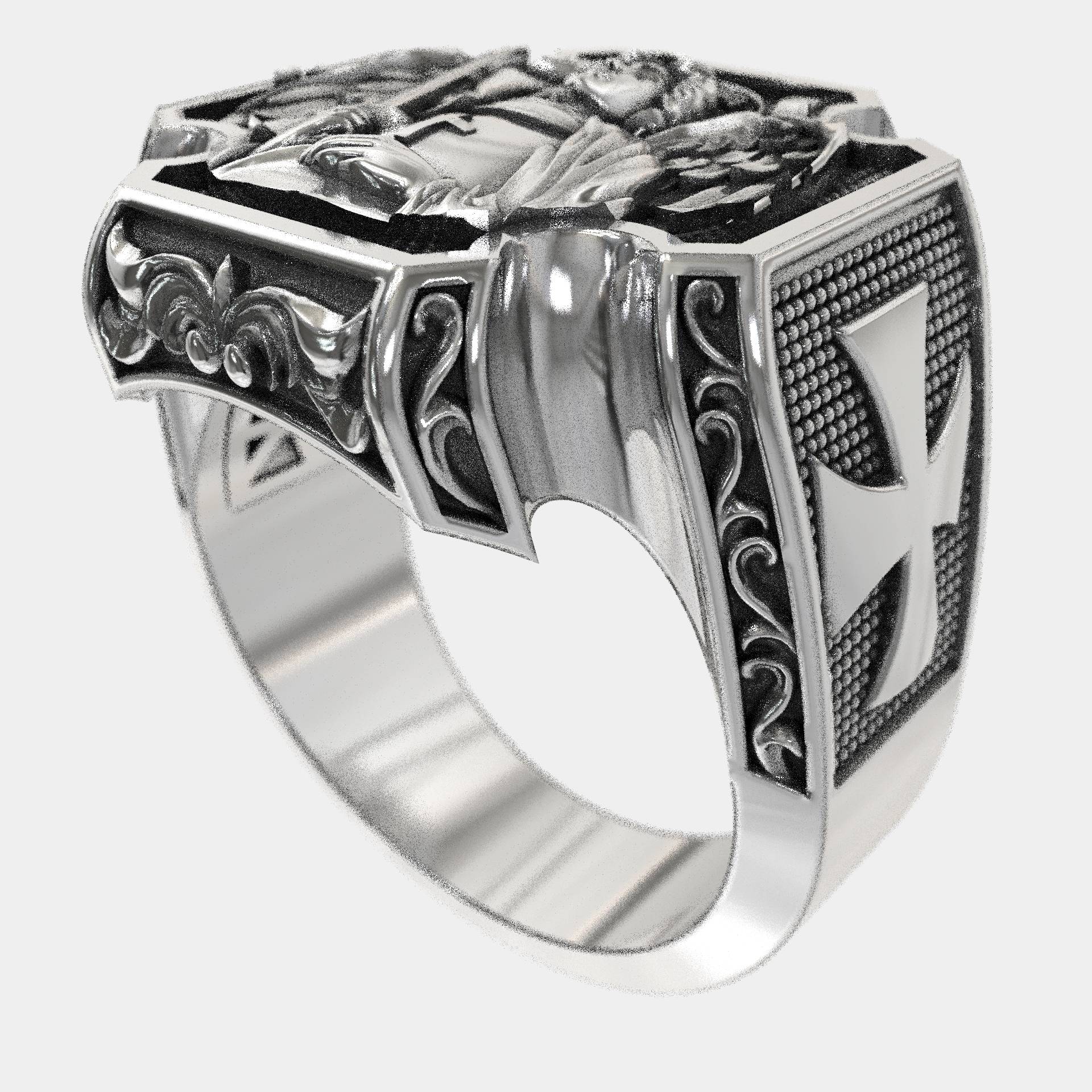 Saint Archangel Michael Signet Ring In Sterling Silver