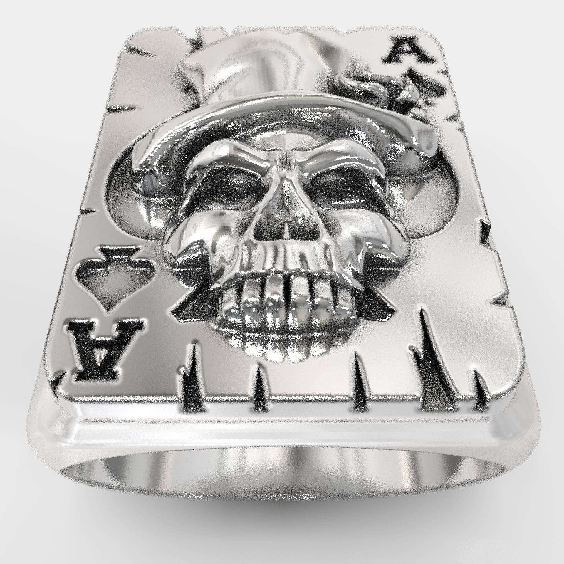 Pik-Ass-Siegelring mit Totenkopf-Motiv für Biker