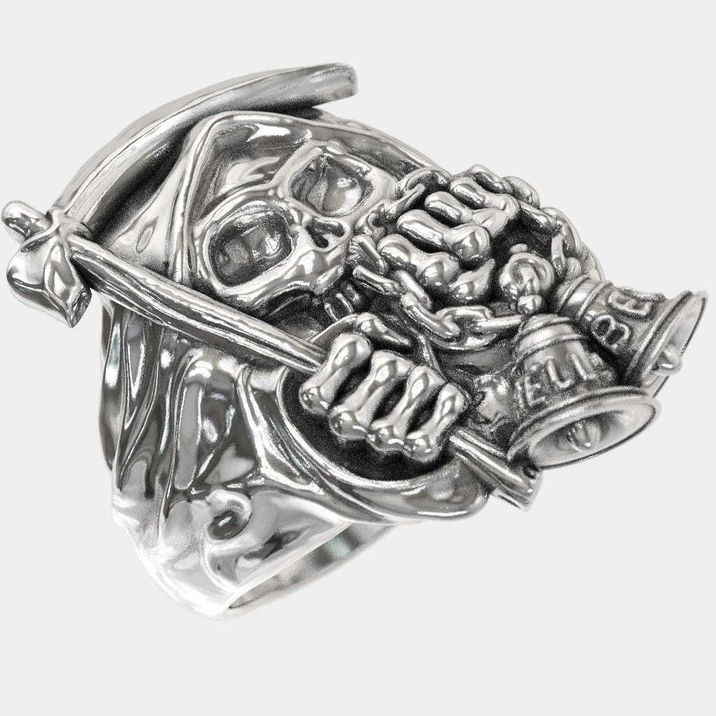 Hell's Bells Skull Ring Gothic Sterling Silver for Men