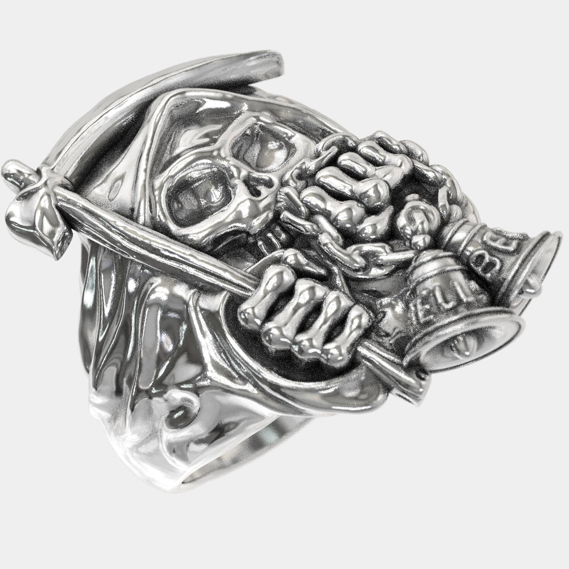 Hell's Bells Skull Ring Gothic Sterling Silver for Men