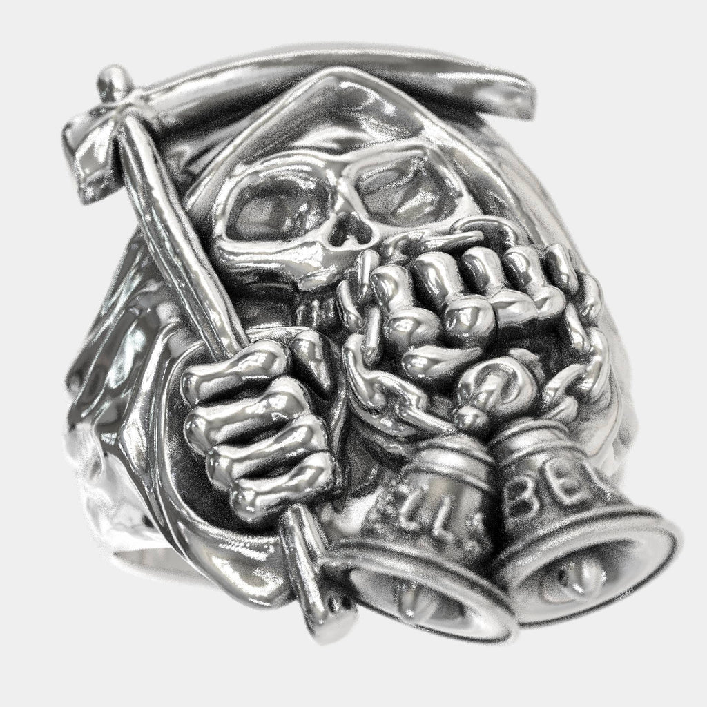 Hell's Bells Skull Ring Gothic Sterling Silver for Men
