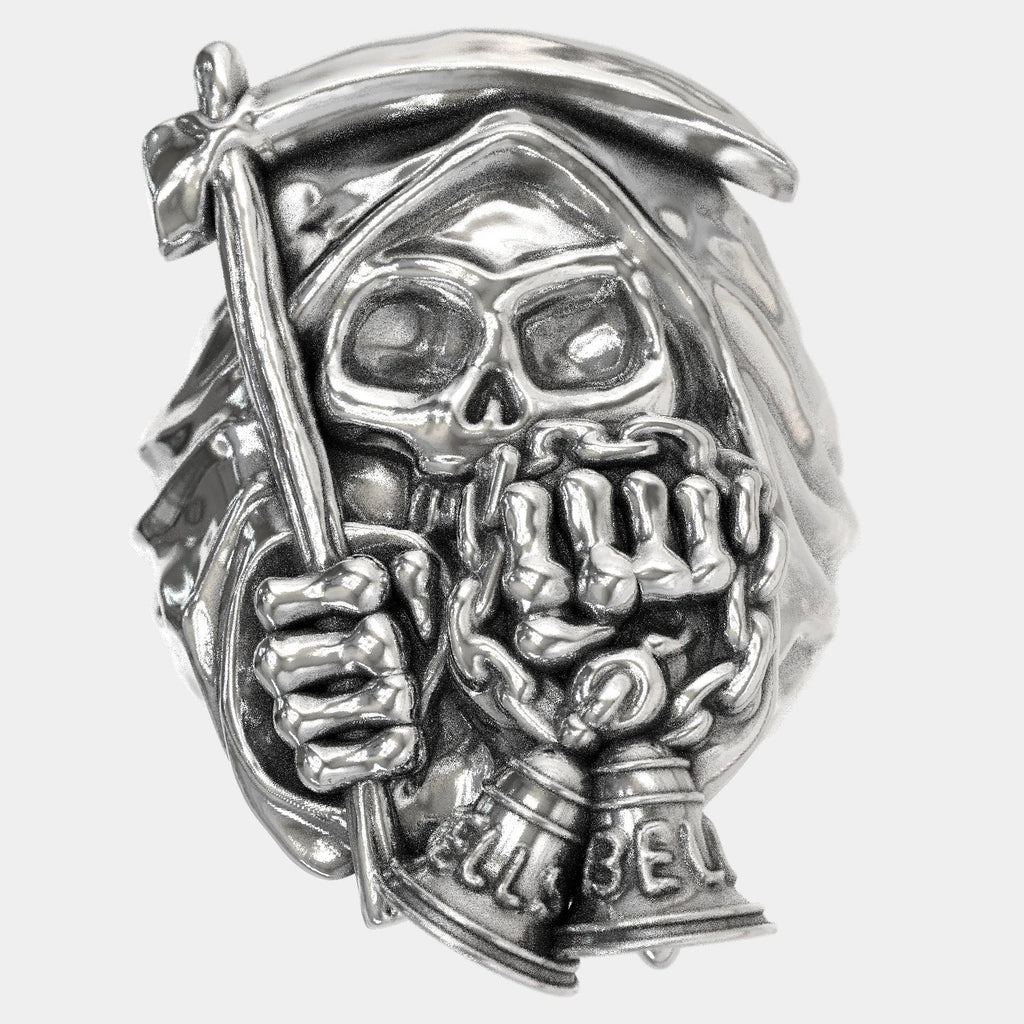 Hell's Bells Skull Ring Gothic Sterling Silver for Men