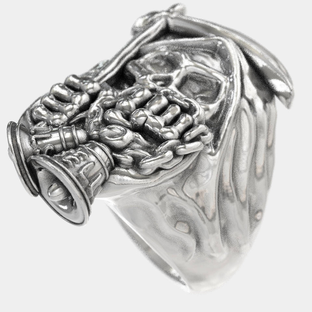 Hell's Bells Skull Ring Gothic Sterling Silver for Men