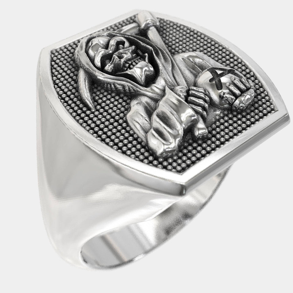 Silver Biker Reaper Ring - Symbol of Life’s Cycles