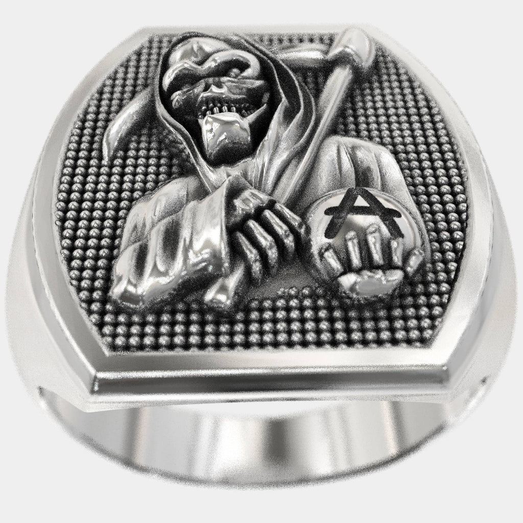 Silver Biker Reaper Ring - Symbol of Life’s Cycles