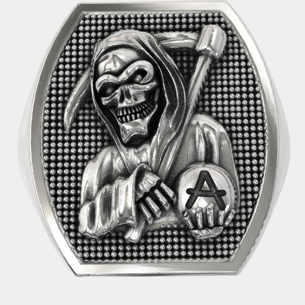 Silver Biker Reaper Ring - Symbol of Life’s Cycles