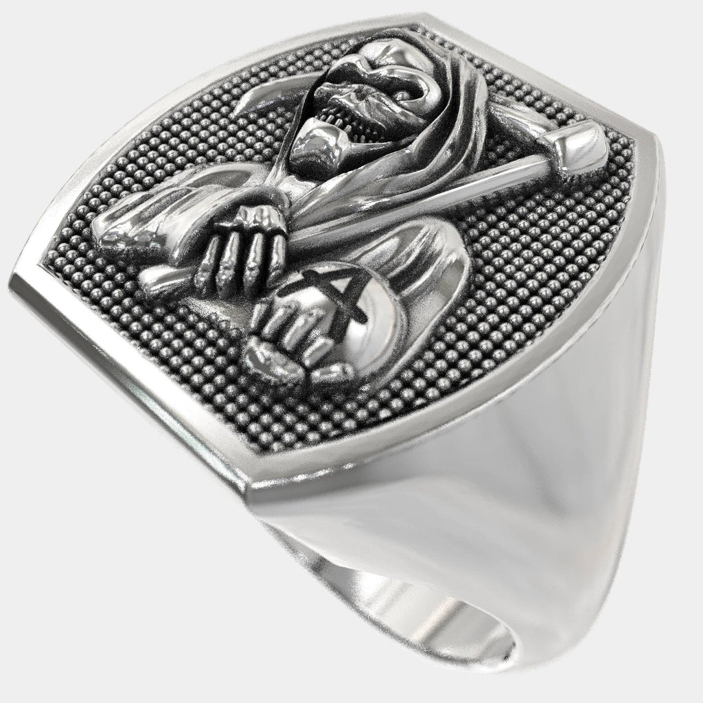 Silver Biker Reaper Ring - Symbol of Life’s Cycles