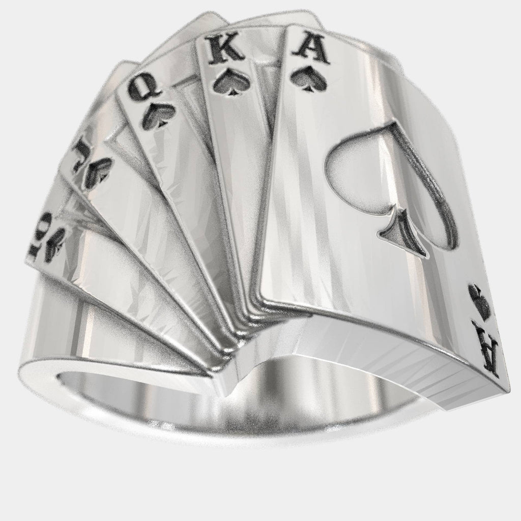 Poker Royal Flush Sterling Silver Ring