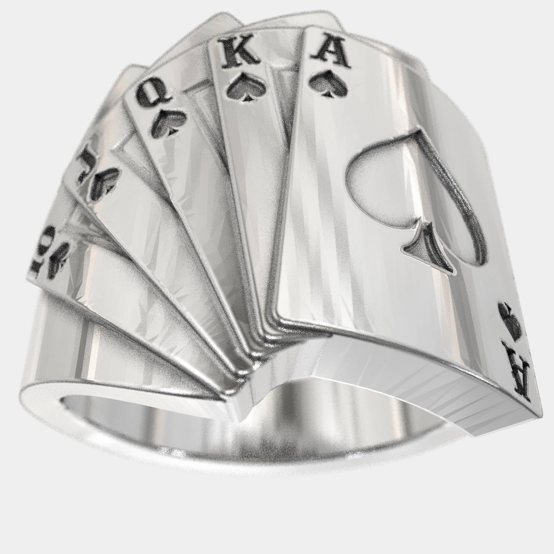 Poker Royal Flush Sterling Silver Ring