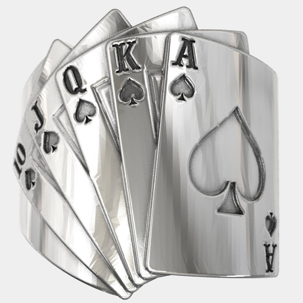 Poker Royal Flush Sterling Silver Ring