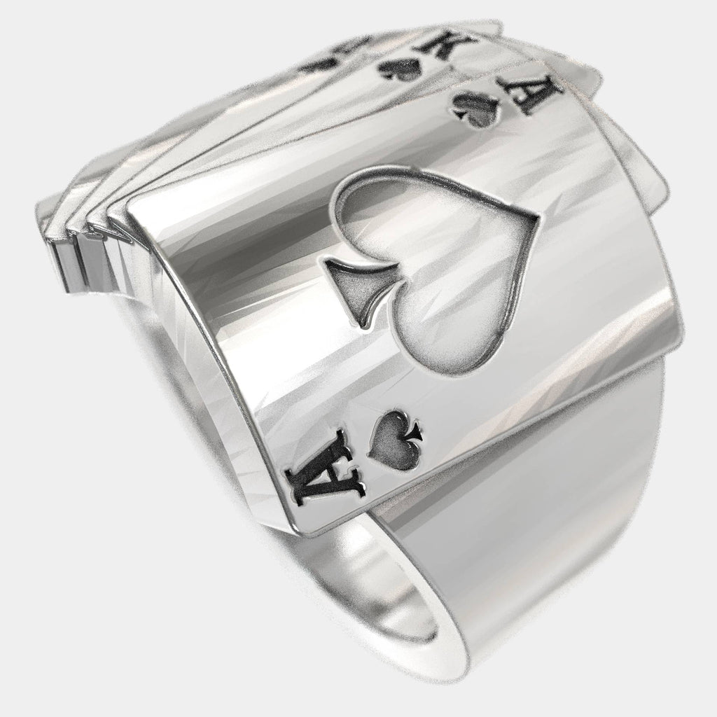 Poker Royal Flush Sterling Silver Ring