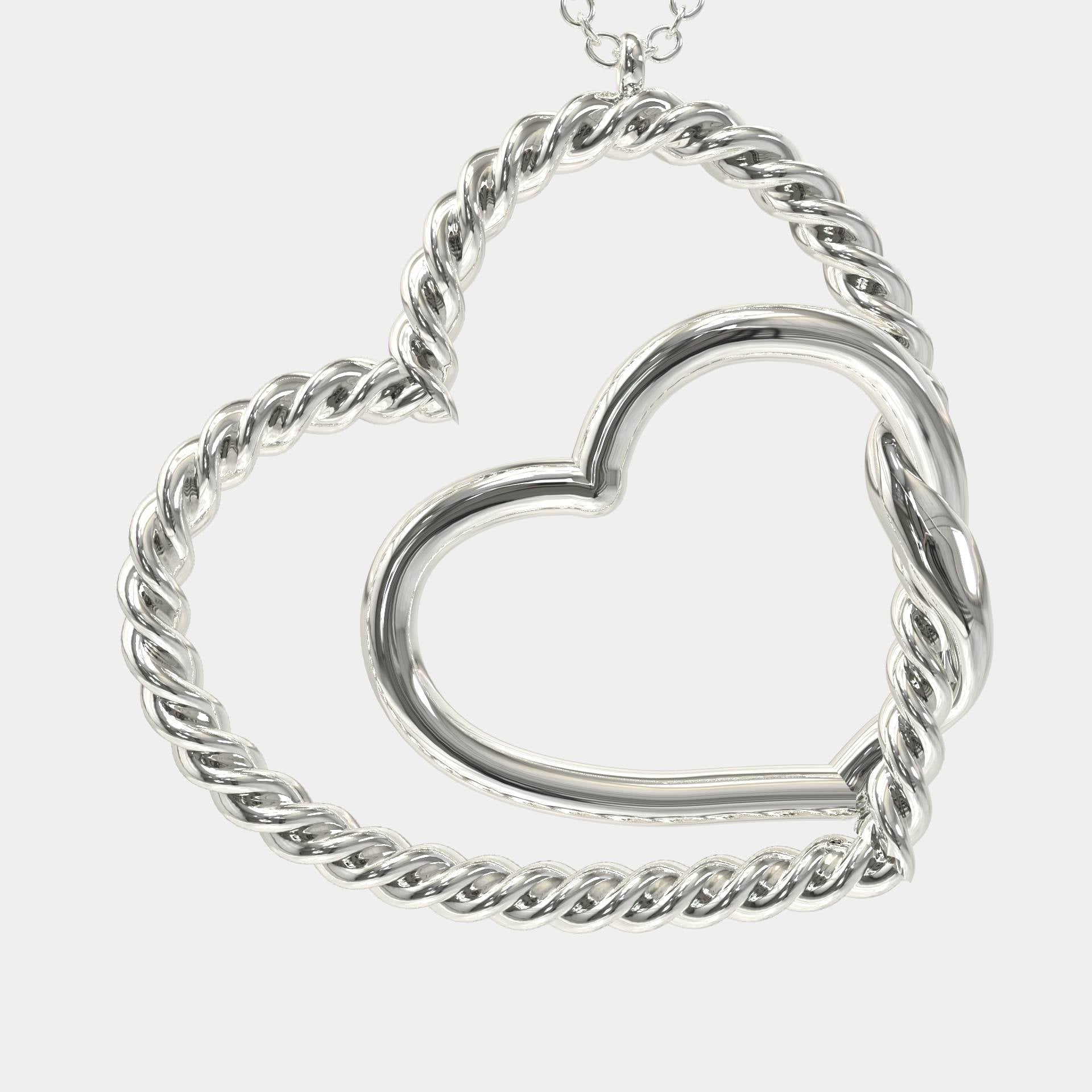 Love's Embrace Silver Double Heart Necklace