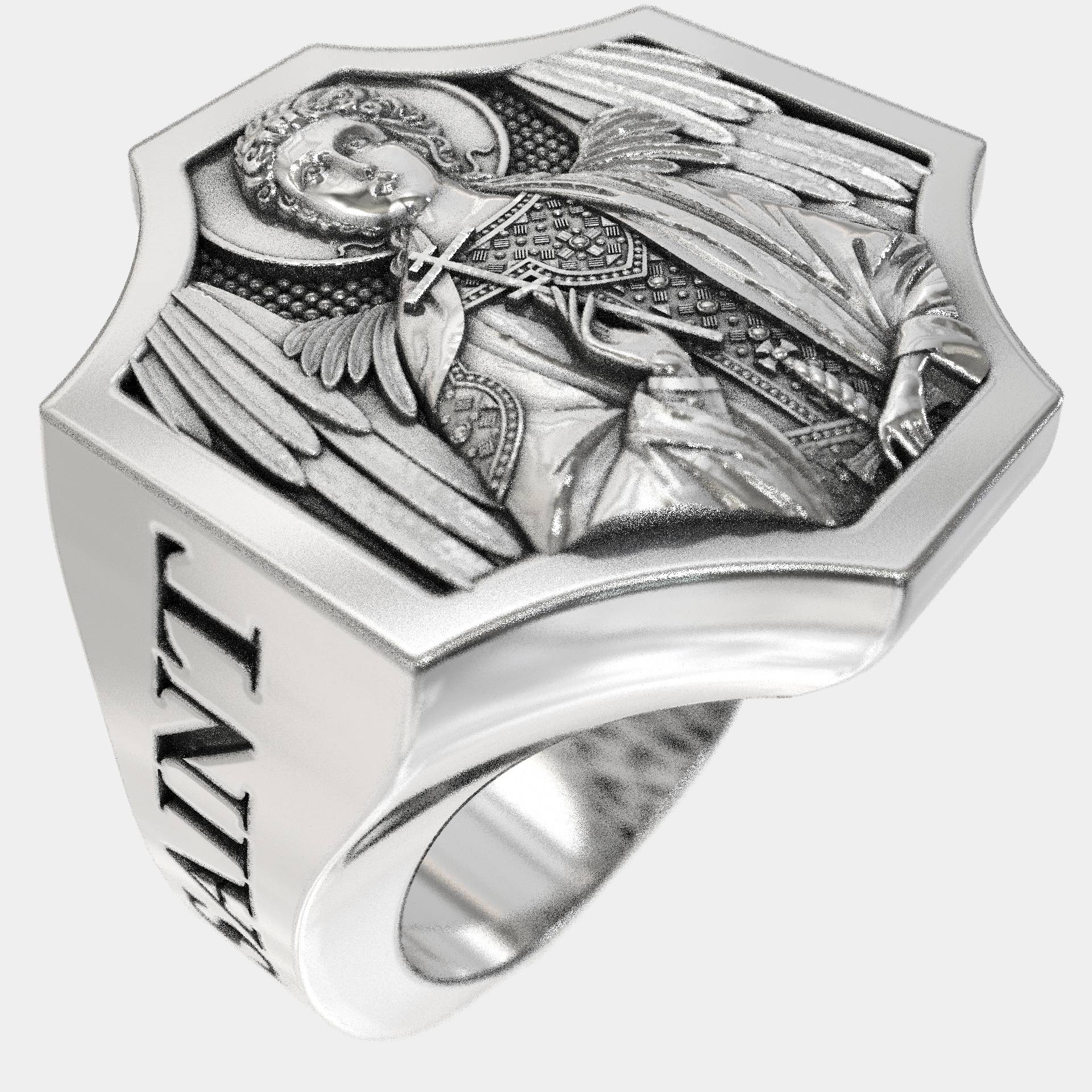 Archangel Michael Cross Protector Signet Ring