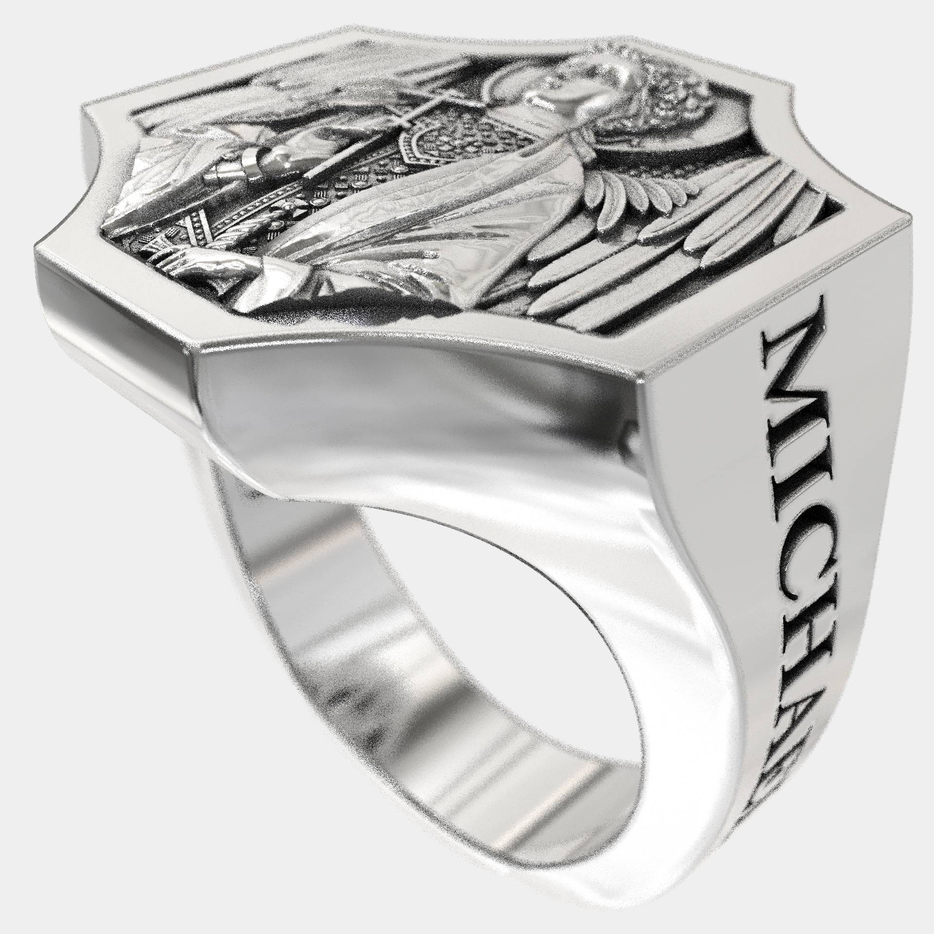 Archangel Michael Cross Protector Signet Ring