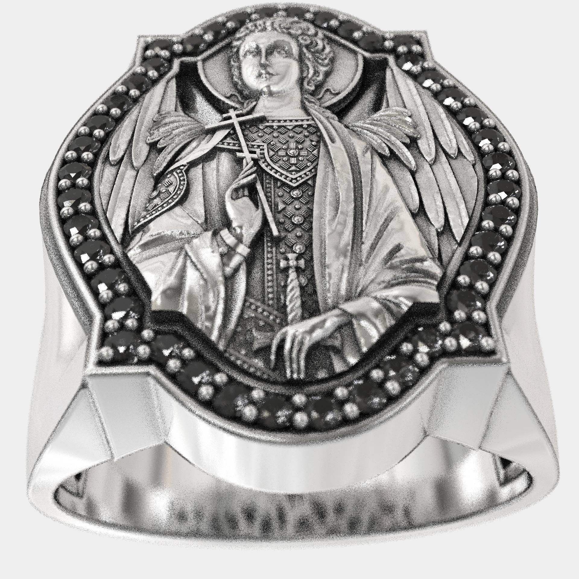 Signet Religious Faith Mens Archangel Michael Ring