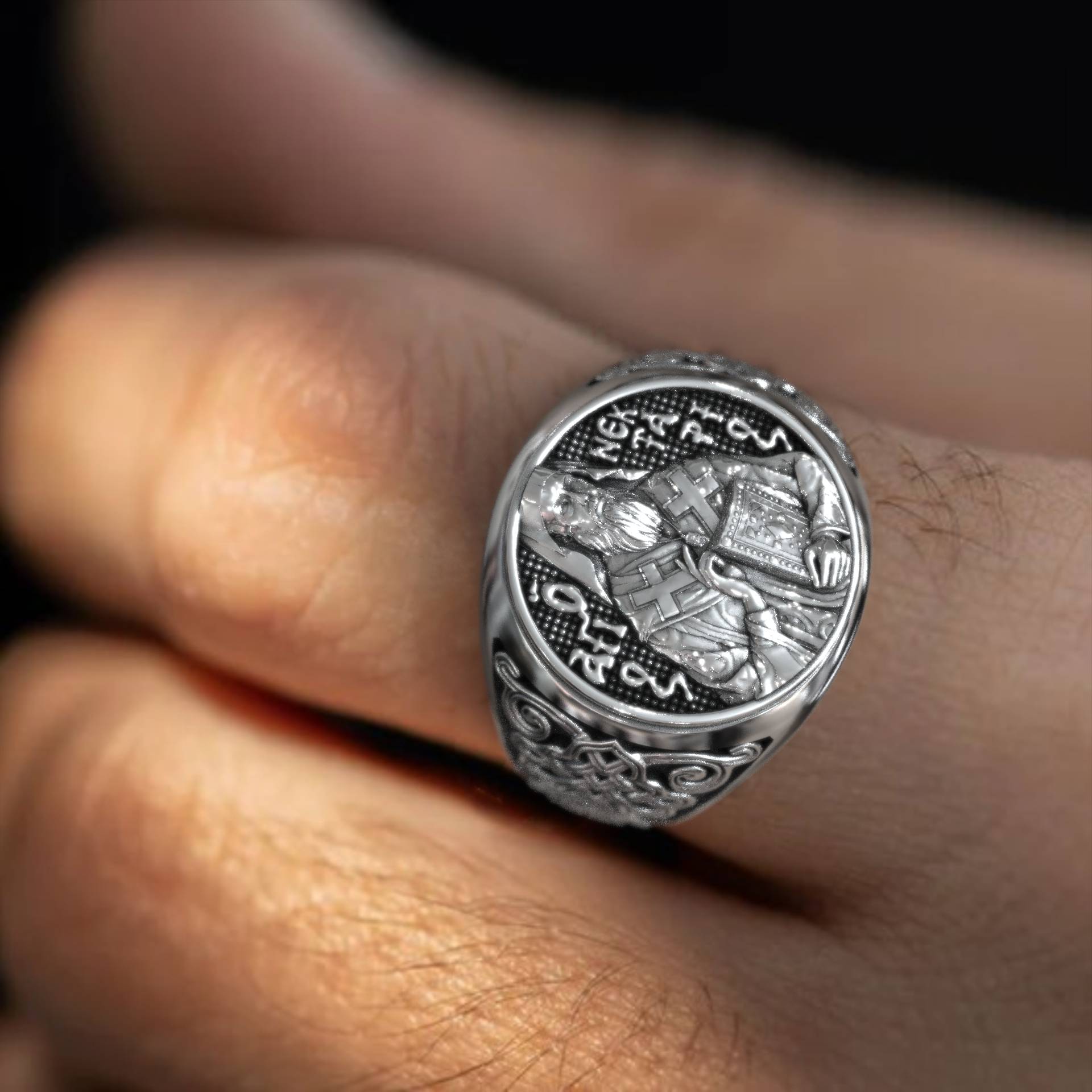Silver Saint Nectary Orthodox Men's Ring