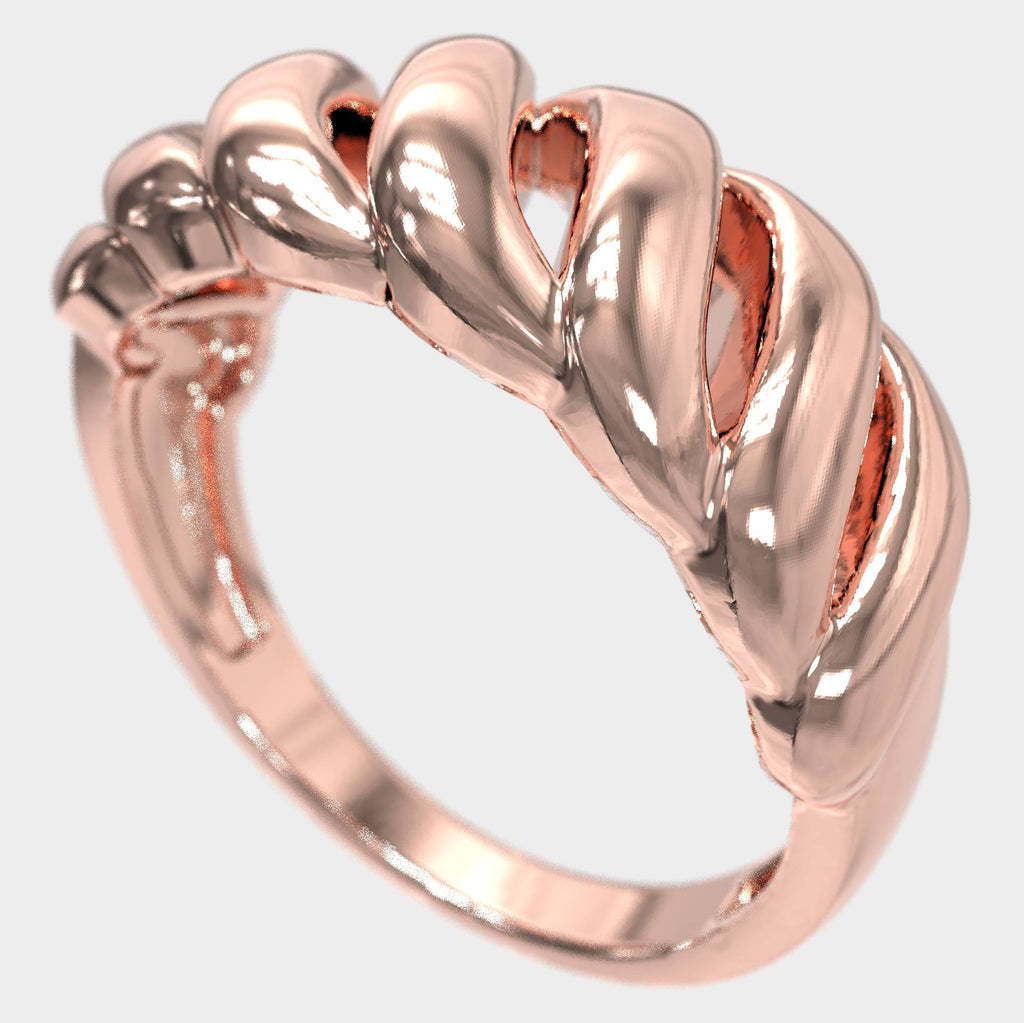 Twisted Croissant Dome Silver Ring