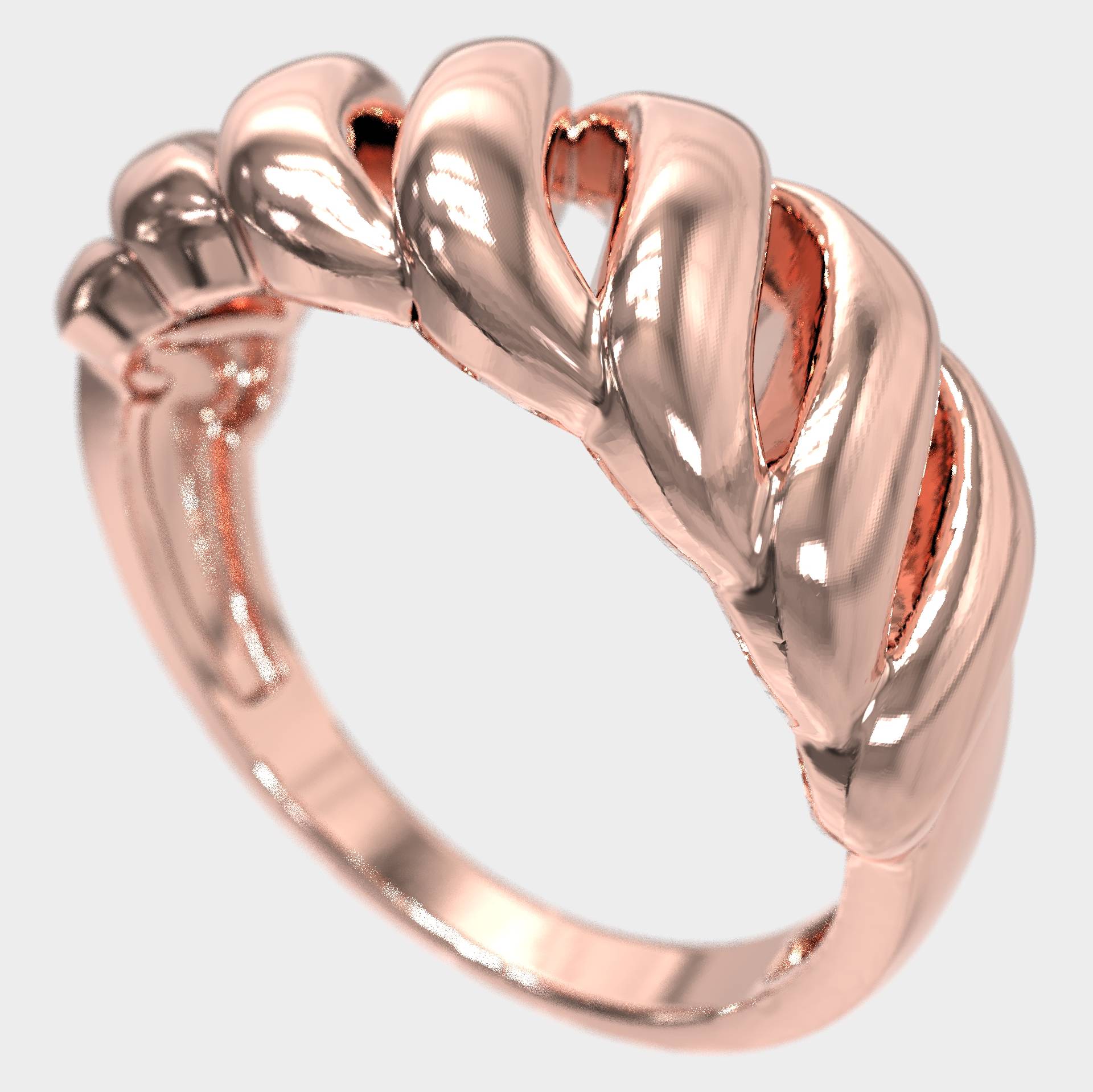 Twisted Croissant Dome Silver Ring