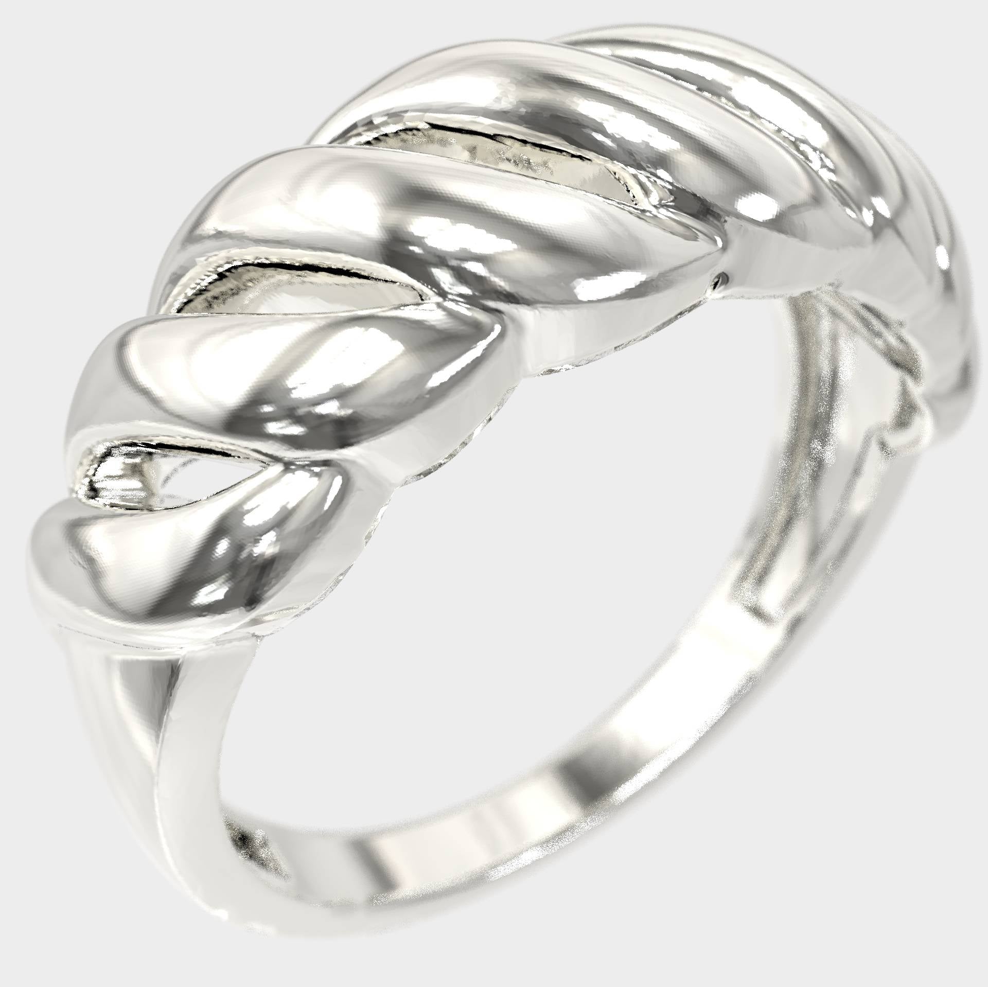 Twisted Croissant Dome Silver Ring