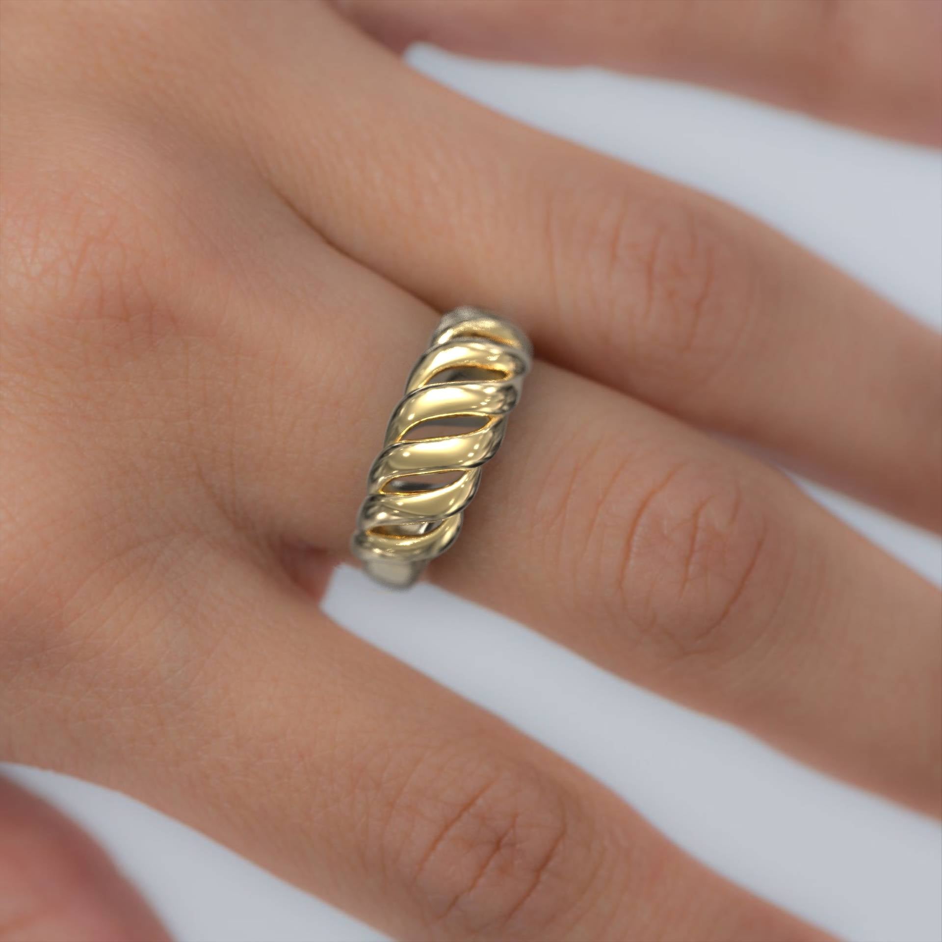 Twisted Croissant Dome Silver Ring