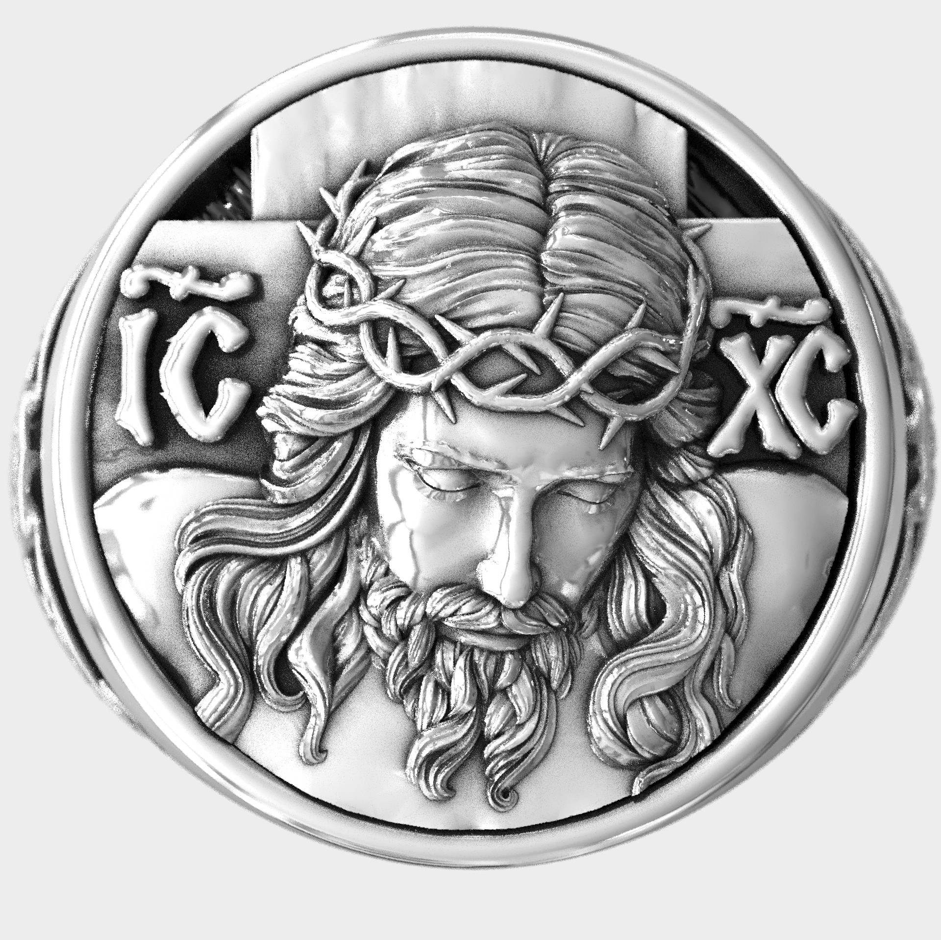 Religious Jesus Mens Jewelr Adjustable Silver Signet Ring