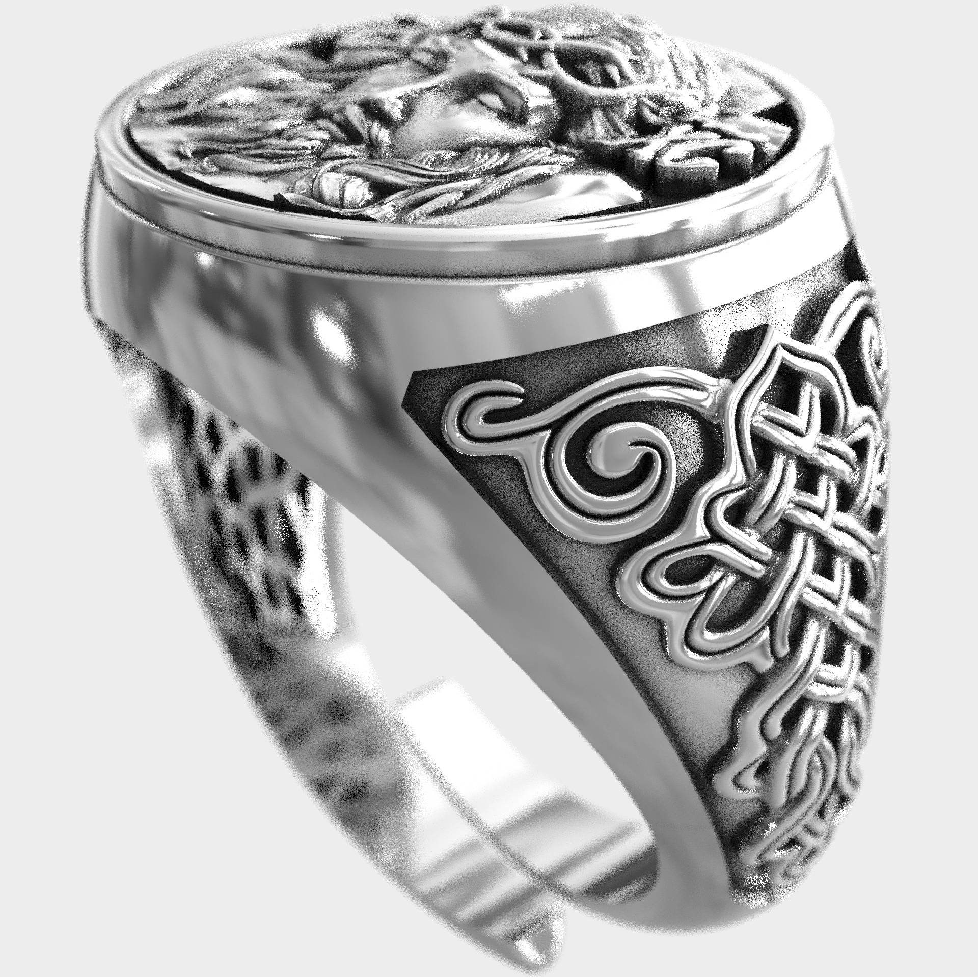 Religious Jesus Mens Jewelr Adjustable Silver Signet Ring