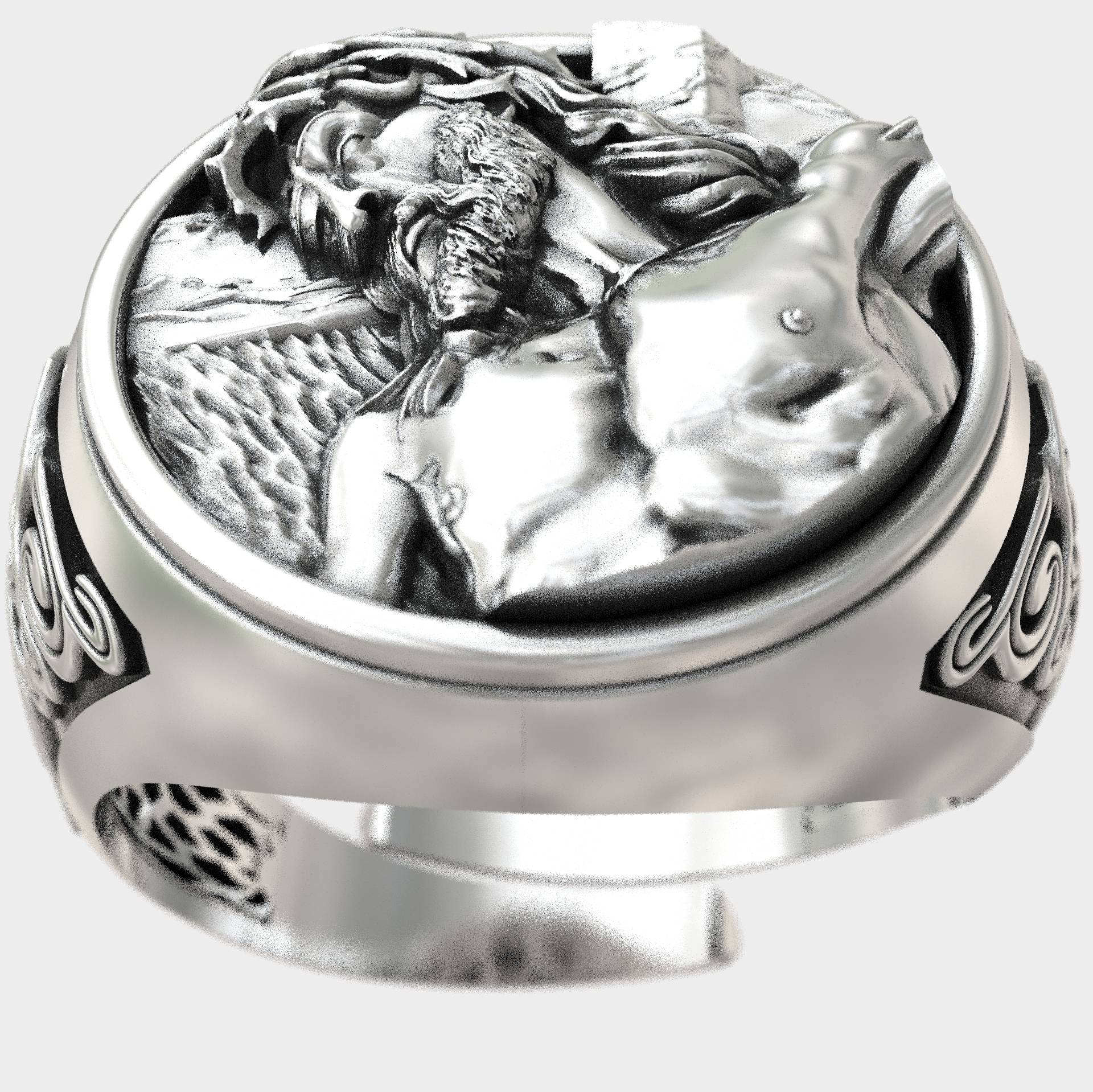 Religious Christian Adjustable Silver Jesus Christ Signet Ring