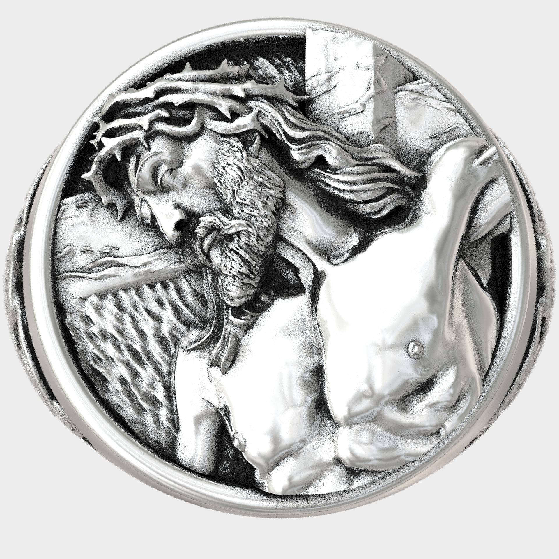 Religious Christian Adjustable Silver Jesus Christ Signet Ring