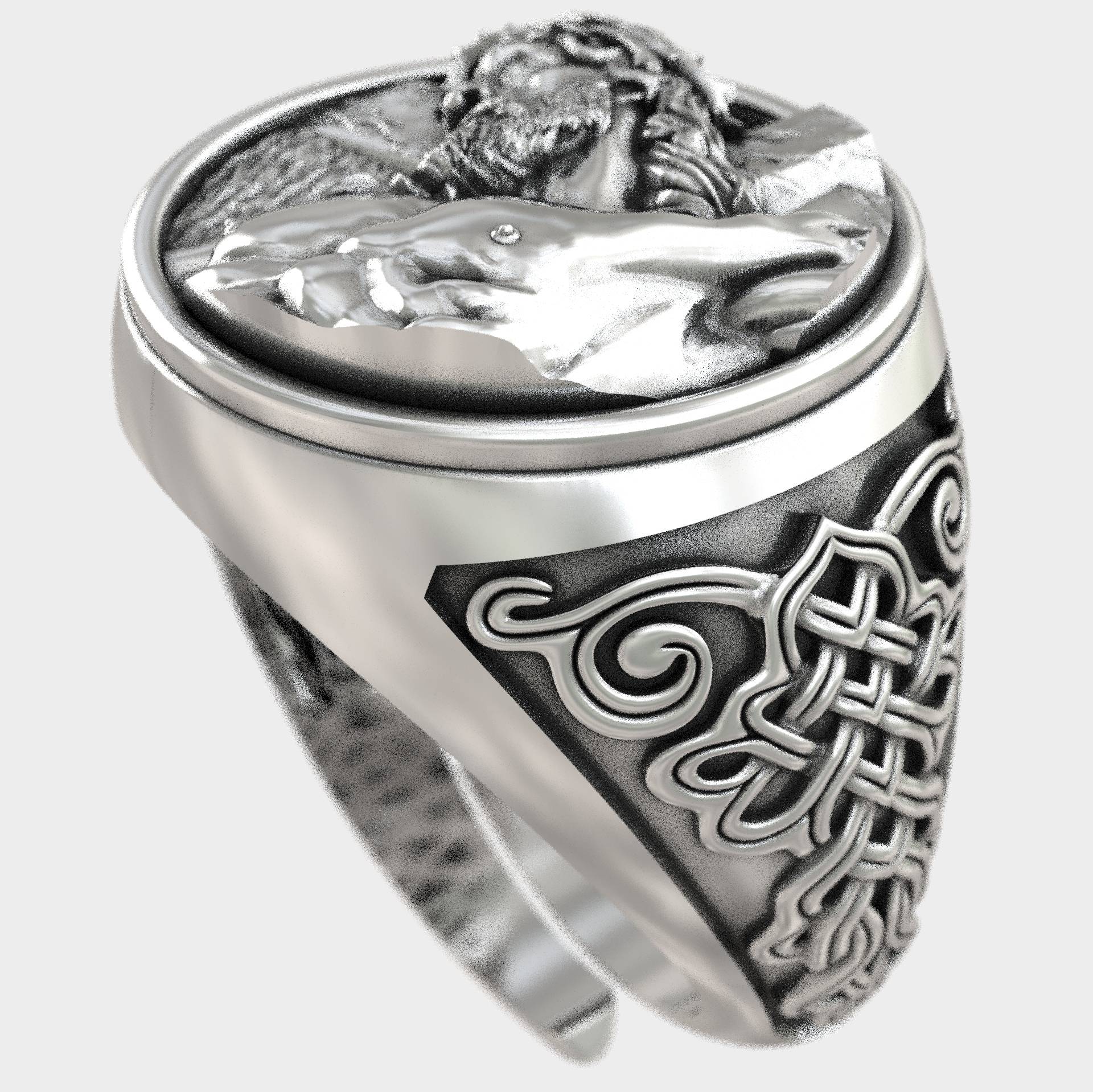 Religious Christian Adjustable Silver Jesus Christ Signet Ring