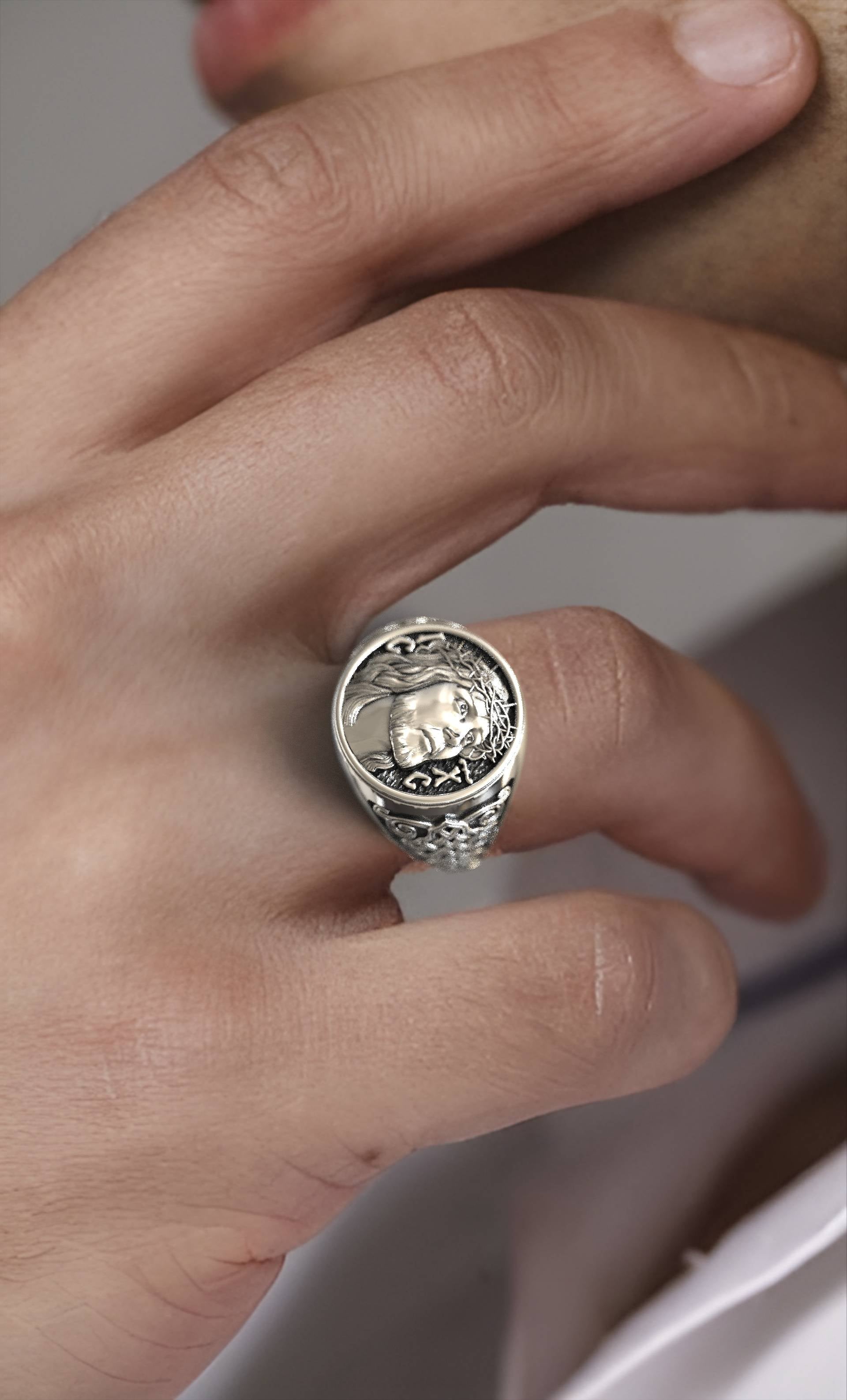 Christian Men's Jesus Faith Signet Ring