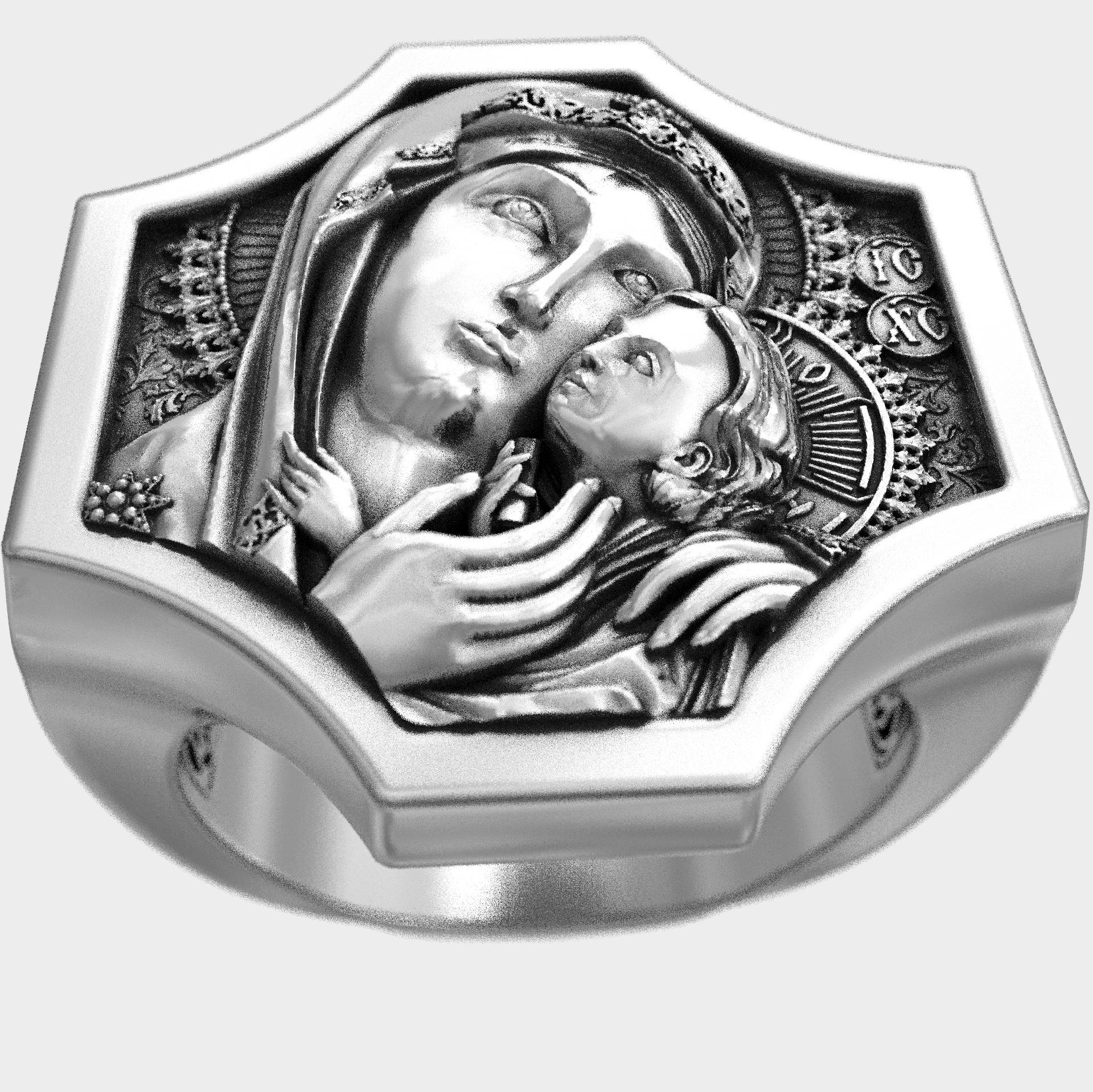 Men's Handcrafted Virgin Mary & Jesus Ring