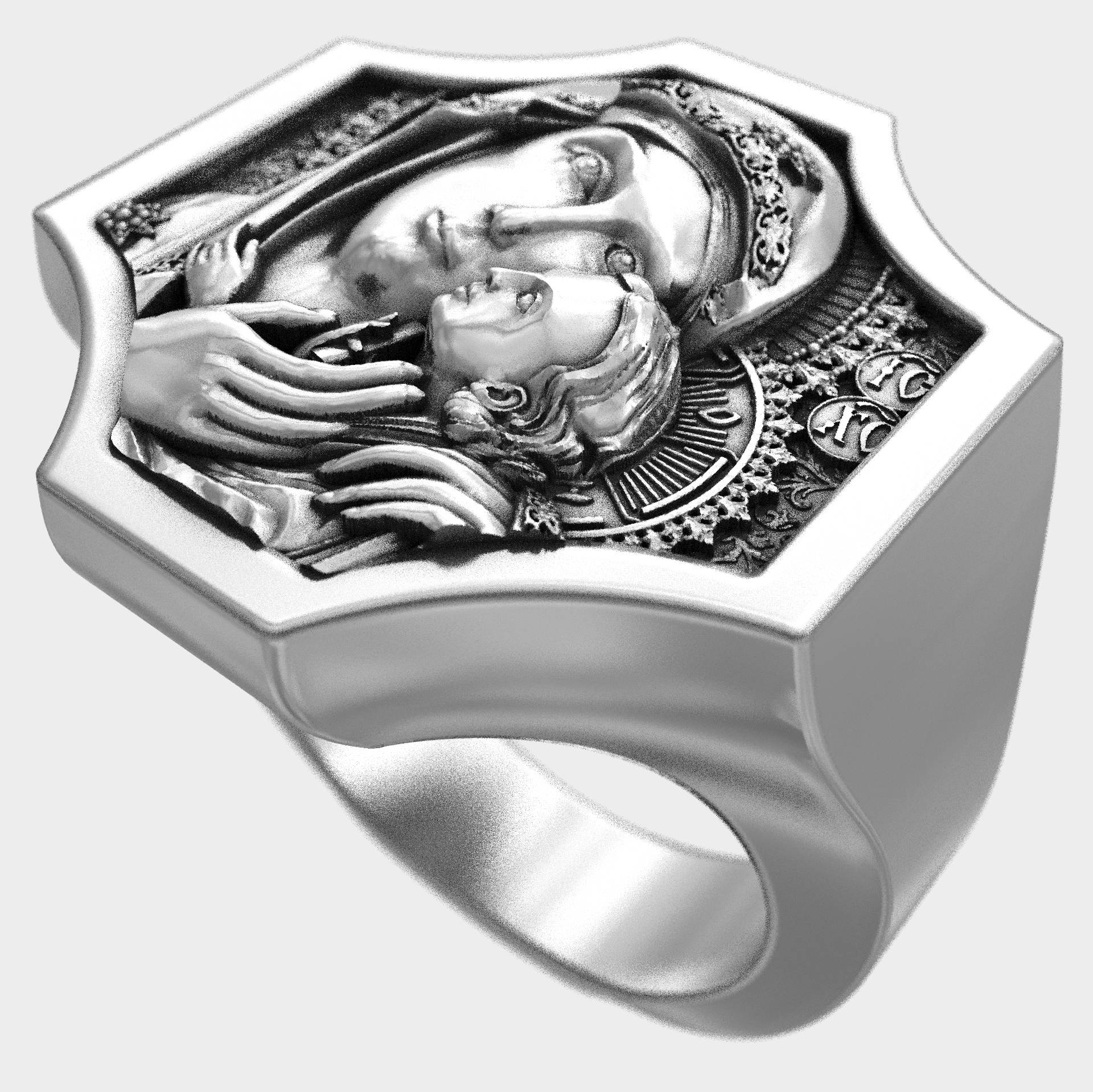 Men's Handcrafted Virgin Mary & Jesus Ring