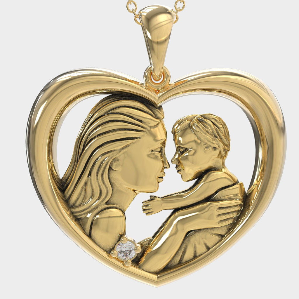 Eternal Heart Pendant Mom and Babe Necklace