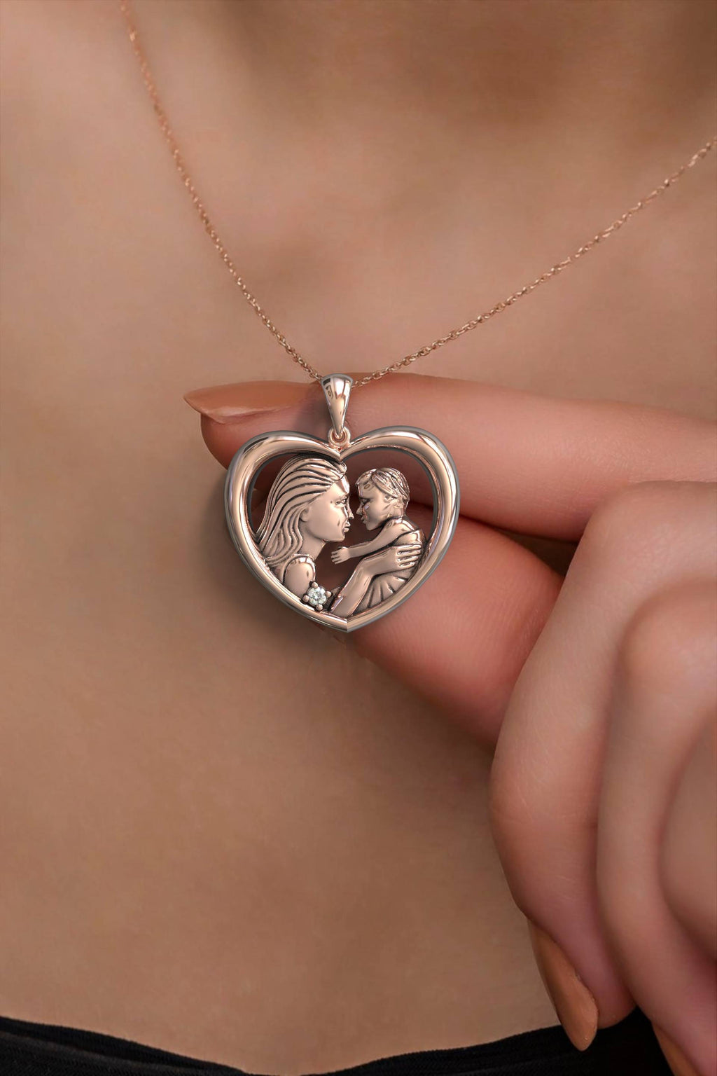 Eternal Heart Pendant Mom and Babe Necklace