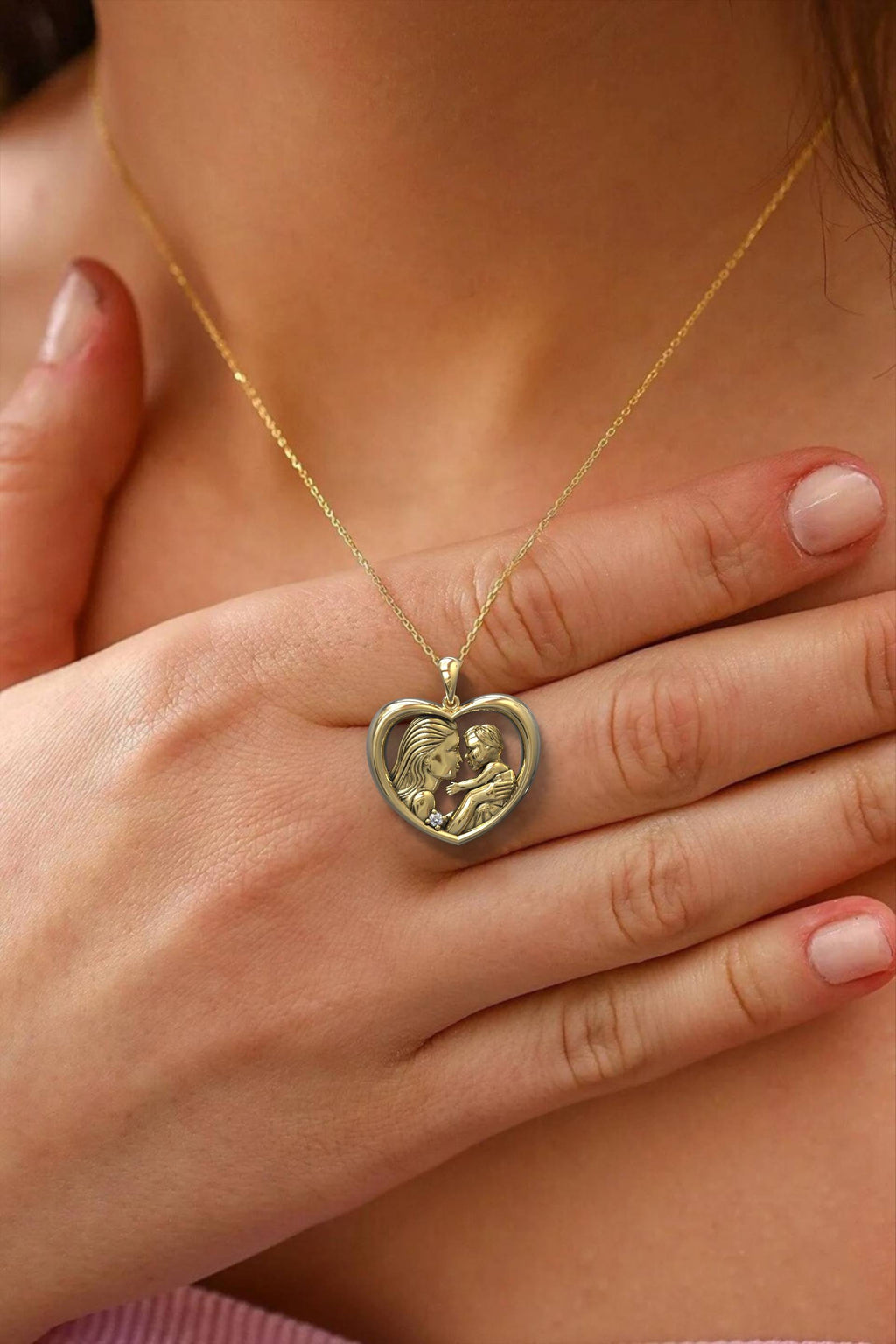 Eternal Heart Pendant Mom and Babe Necklace