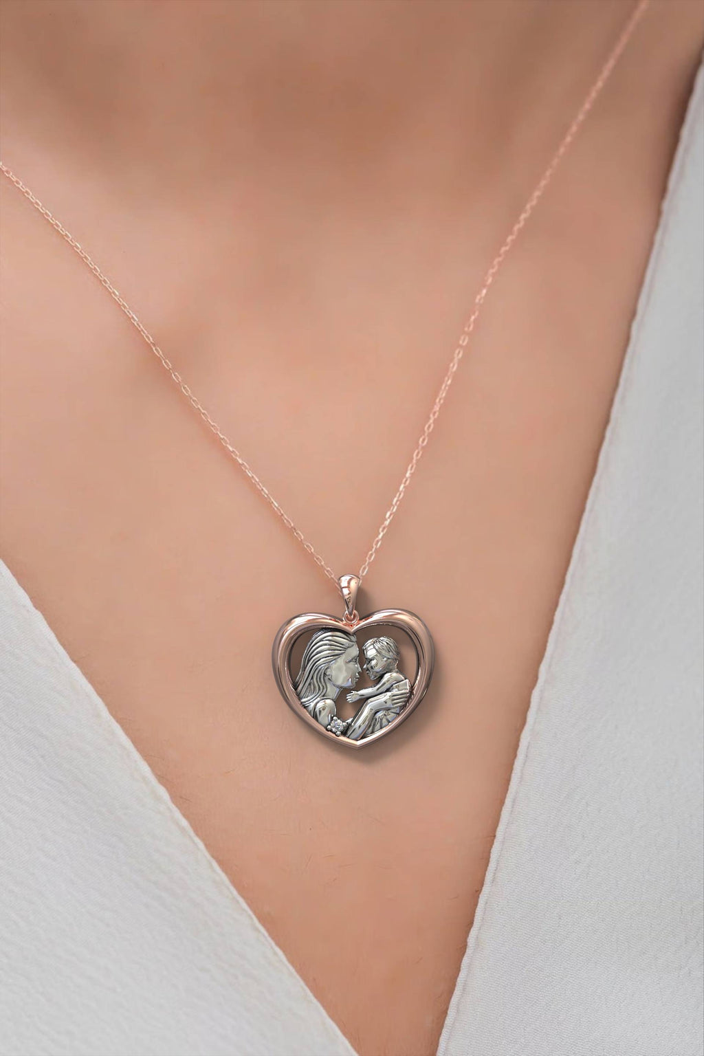 Eternal Heart Pendant Mom and Babe Necklace
