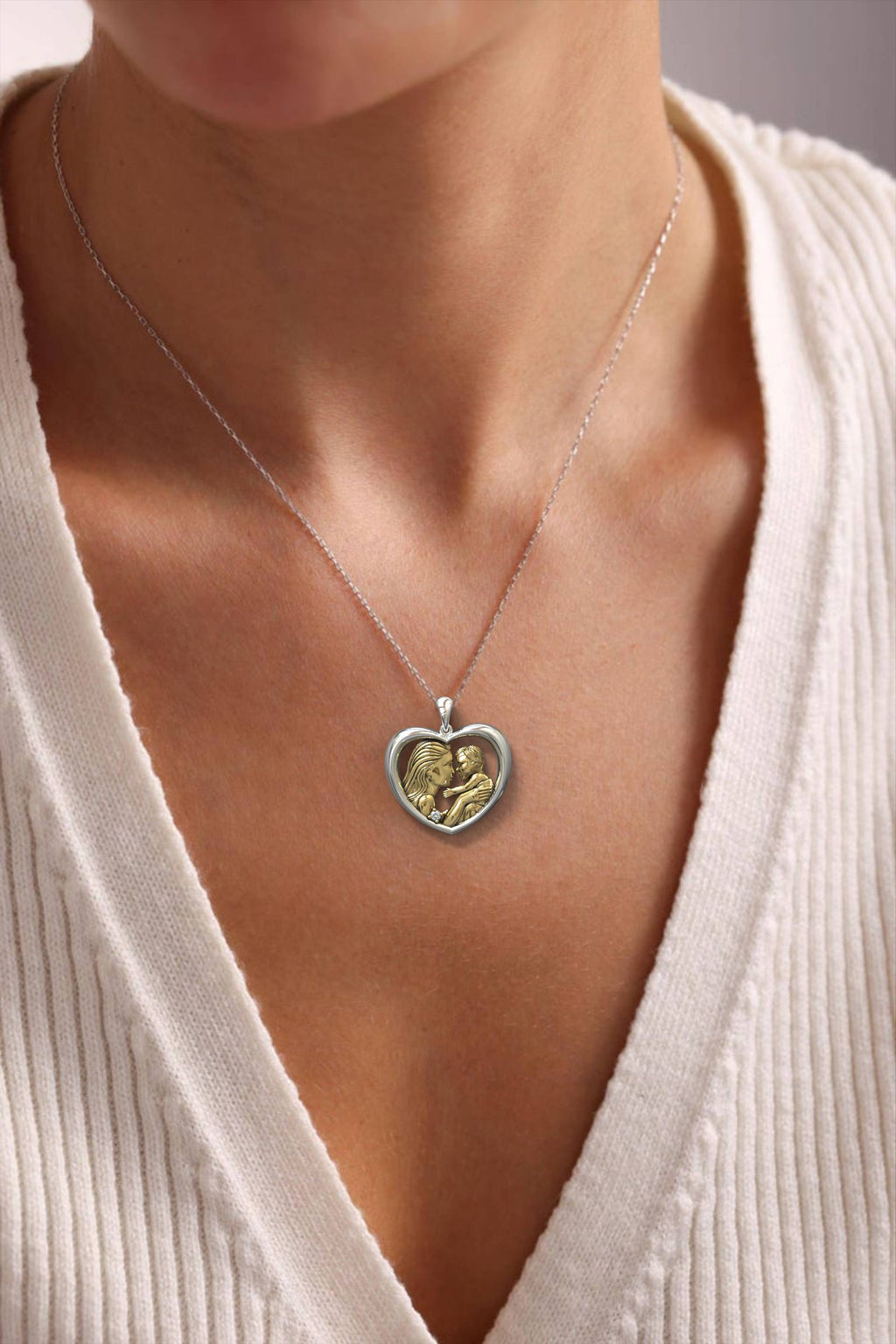 Eternal Heart Pendant Mom and Babe Necklace