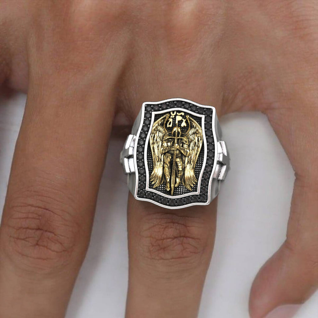 Sacred Guardian Archangel Michael Silver & Bronze Ring