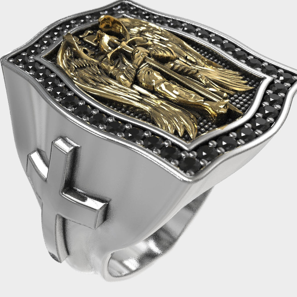Sacred Guardian Archangel Michael Silver & Bronze Ring